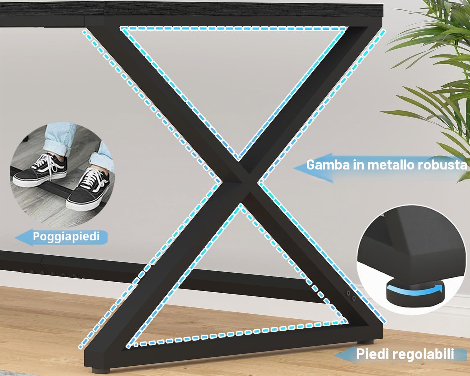 LVB Scrivania Moderna Grande Computer Ufficio Casa Tavolo Lavoro Legno Scrivania per Scrivere Studiare Camera da Letto Semplice Gaming Nero 180 cm