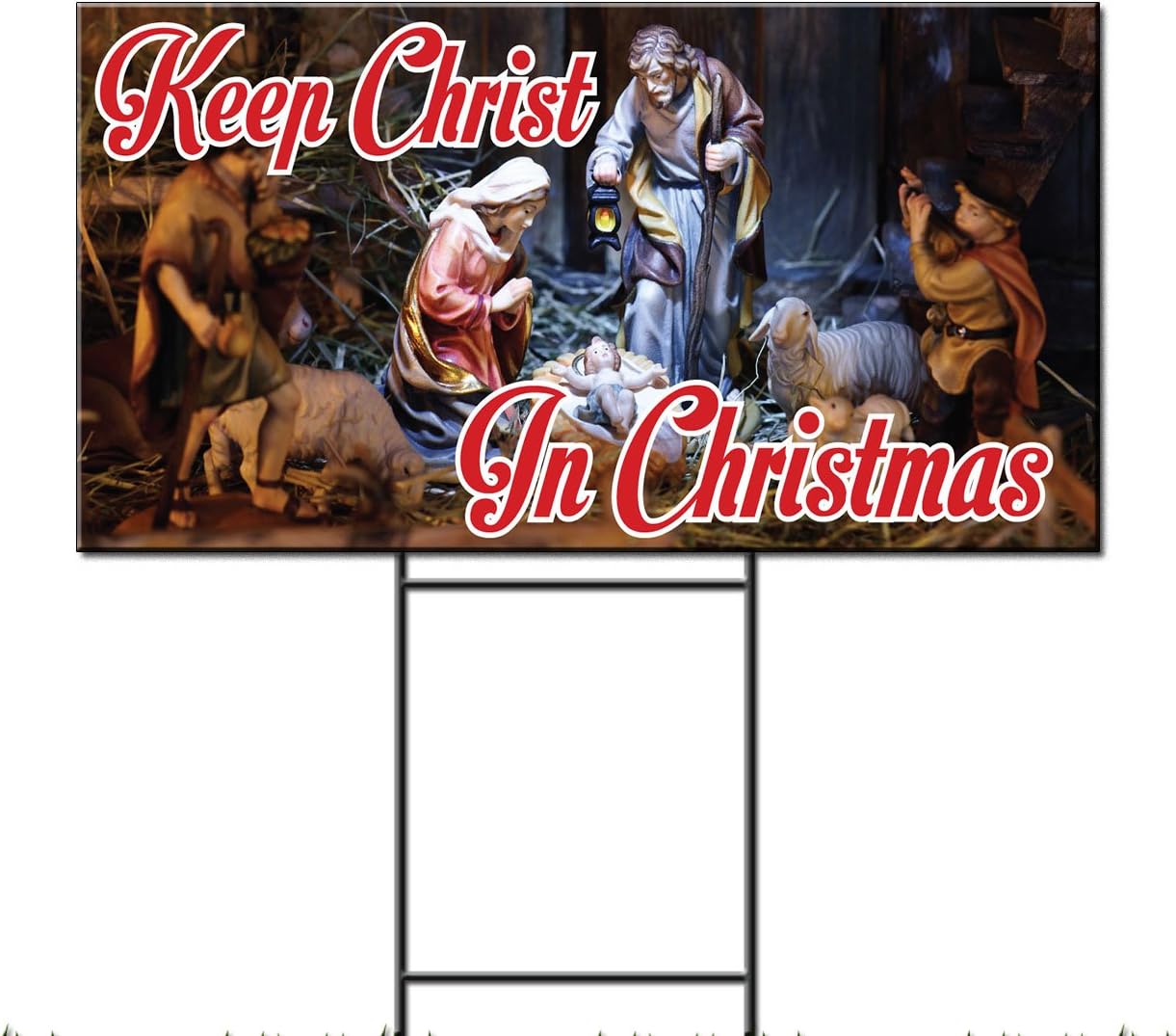 Fastasticdeals Keep Christ in Christmas Business Corrugated Plastic Yard Sign/Free Stakes Two Sides Print 18 x 24