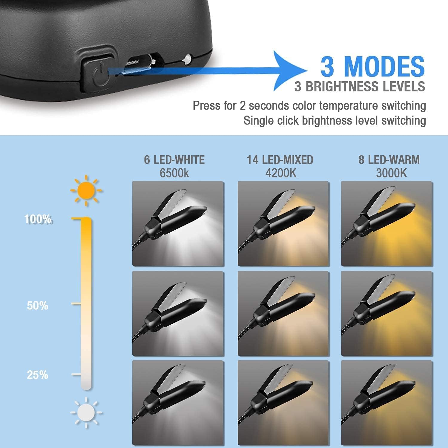 Vekkia 14LED Eye-Care Book Light and Reading Light Travel Kit, 2 Item Bundle