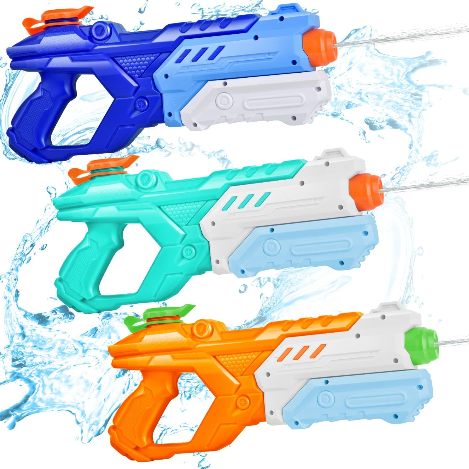 Quanquer 3 Pack 600CC Water Gun- New Blue Cyan Orange-2022