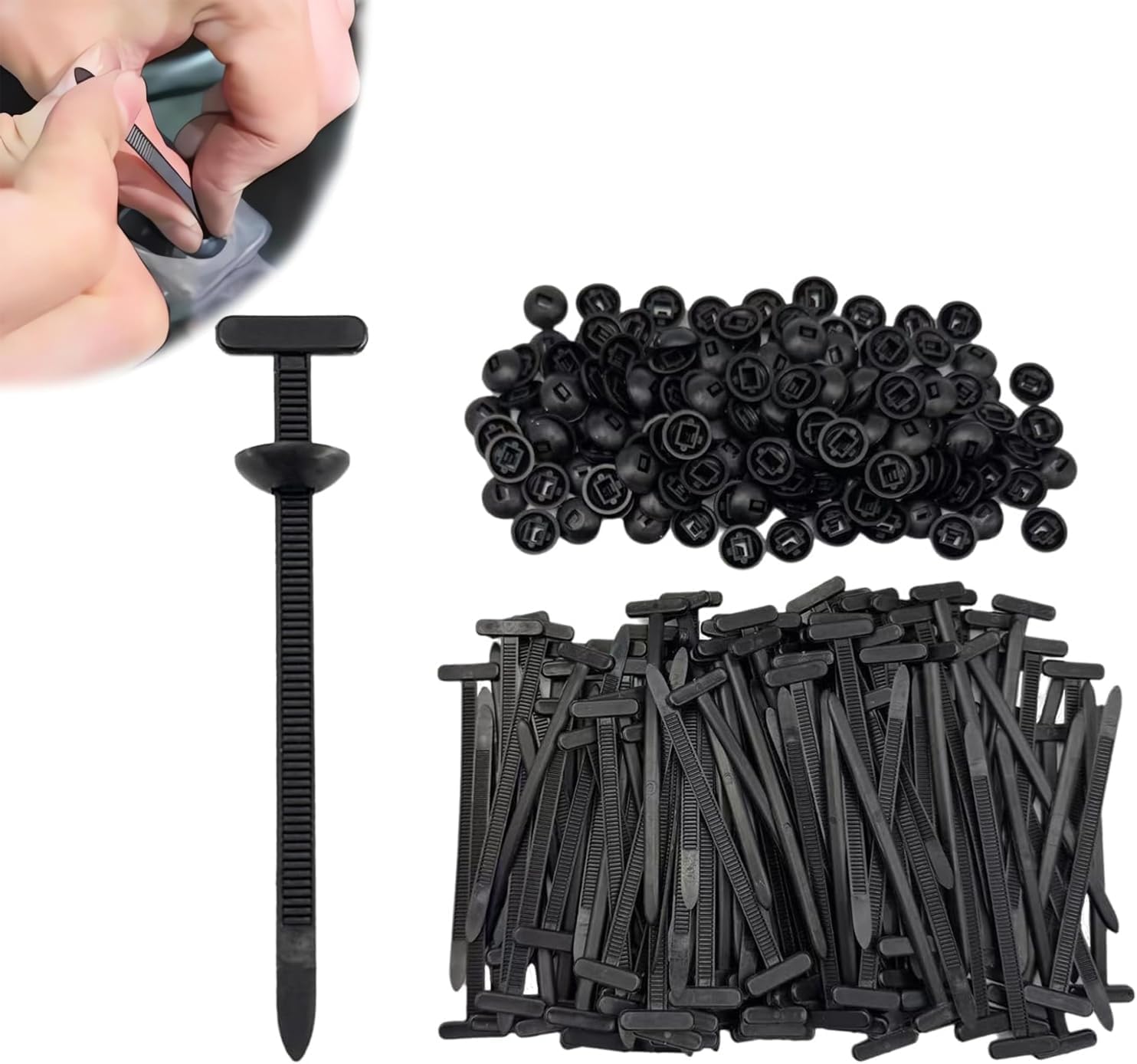 150pcs Nylon Cable Tie Buckle, Zip Ties for Auto Heavy Duty Nylon Universal Cable Tie Buckle Self-Locking for Car Repair Household Use Car Owners DIY Enthusiasts Mechanics