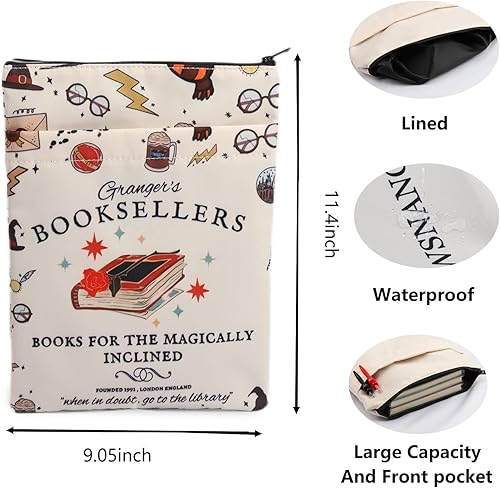 Miniatura 9 de BLUPARK HP Inspired Book Sleeve HP Potter Regalos Amantes de los libros Fundas de libro para libros de tapa blanda Potter Merch Regalo, Blanco
