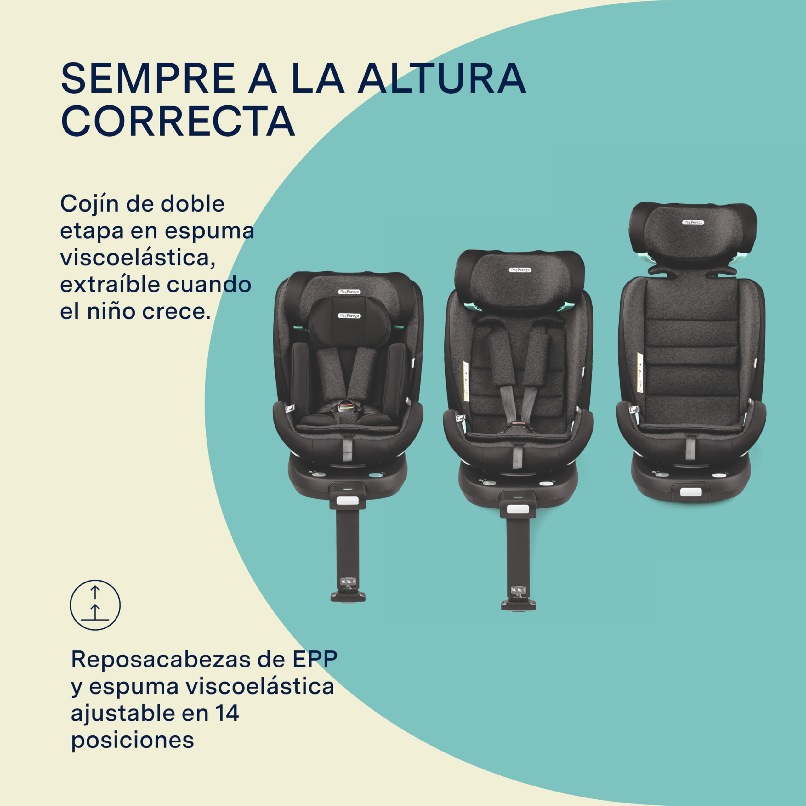 Peg Perego Primo Viaggio 360 EVO Silla de Coche Evolutiva All-In-One con ISOFIX, Giratoria, Reclinable, para Niños desde el nacimiento hasta 150 cm (0-12 años), 0-36 kg, Planet