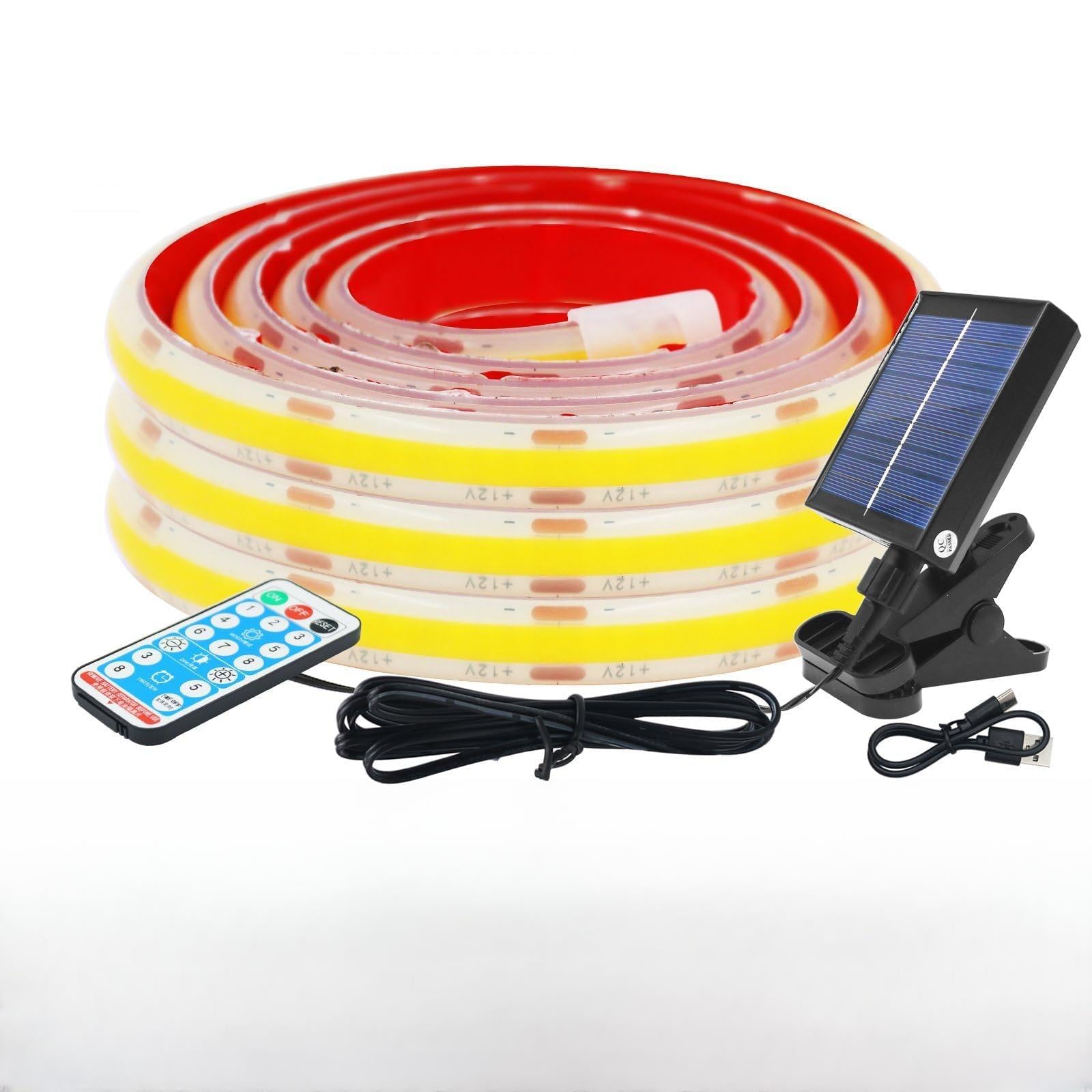 Amazon.com: KISUFU COB LED Strip Light with Solar Panel, 320LEDs/m