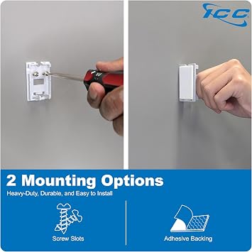 ICC 1-Port Surface Mount Box, White, Works with Wide and Slim Profile Keystone Jacks (Sold Separately), Compact Outlet for Voice and Data Connections, UL Listed TAA Compliant, IC107BC1WH, 25-Pack