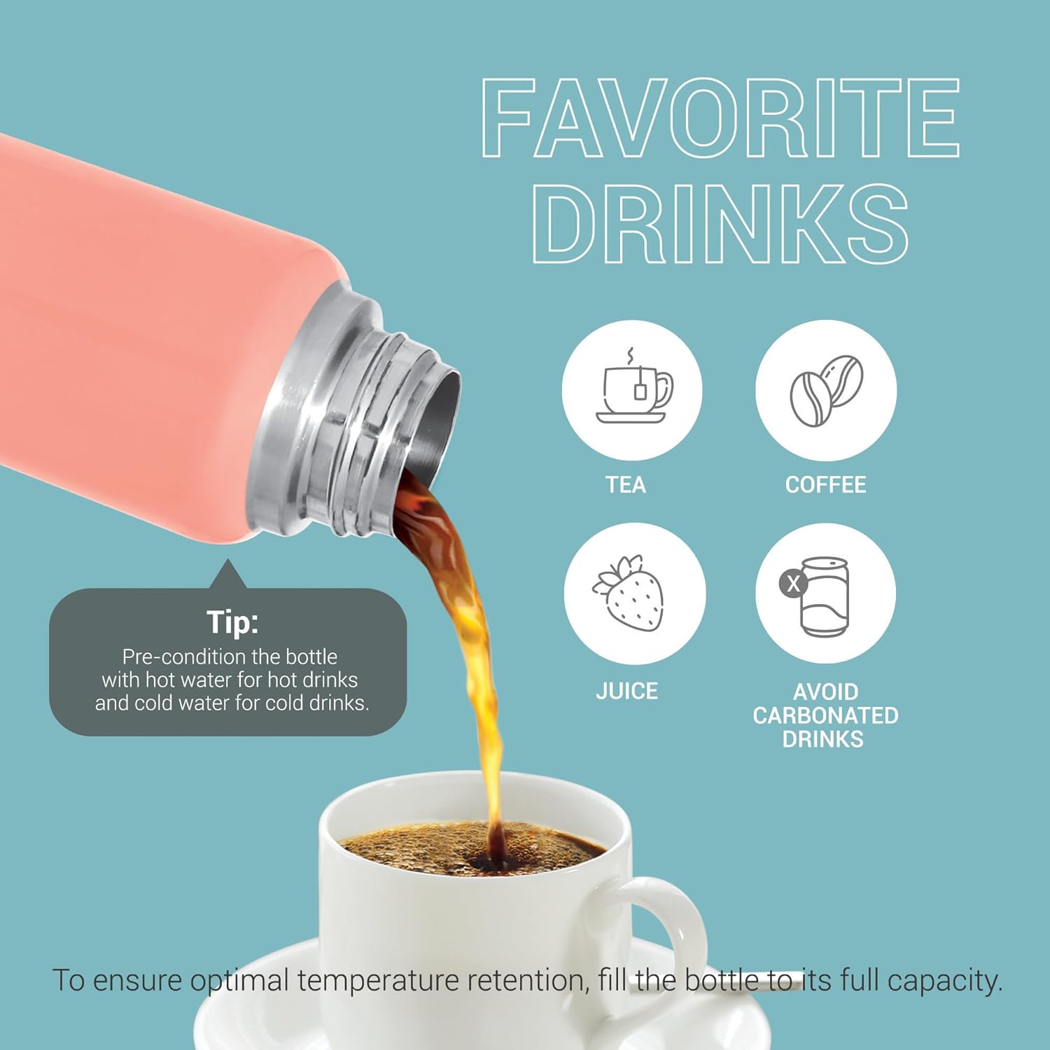 Milton Elfin 160 Thermosteel Hot and Cold Water Bottle, 160 ml, Peach | Leak Proof | Easy to Carry | Office Bottle | Hiking | Trekking | Travel Bottle | Gym | Home | Kitchen Bottle