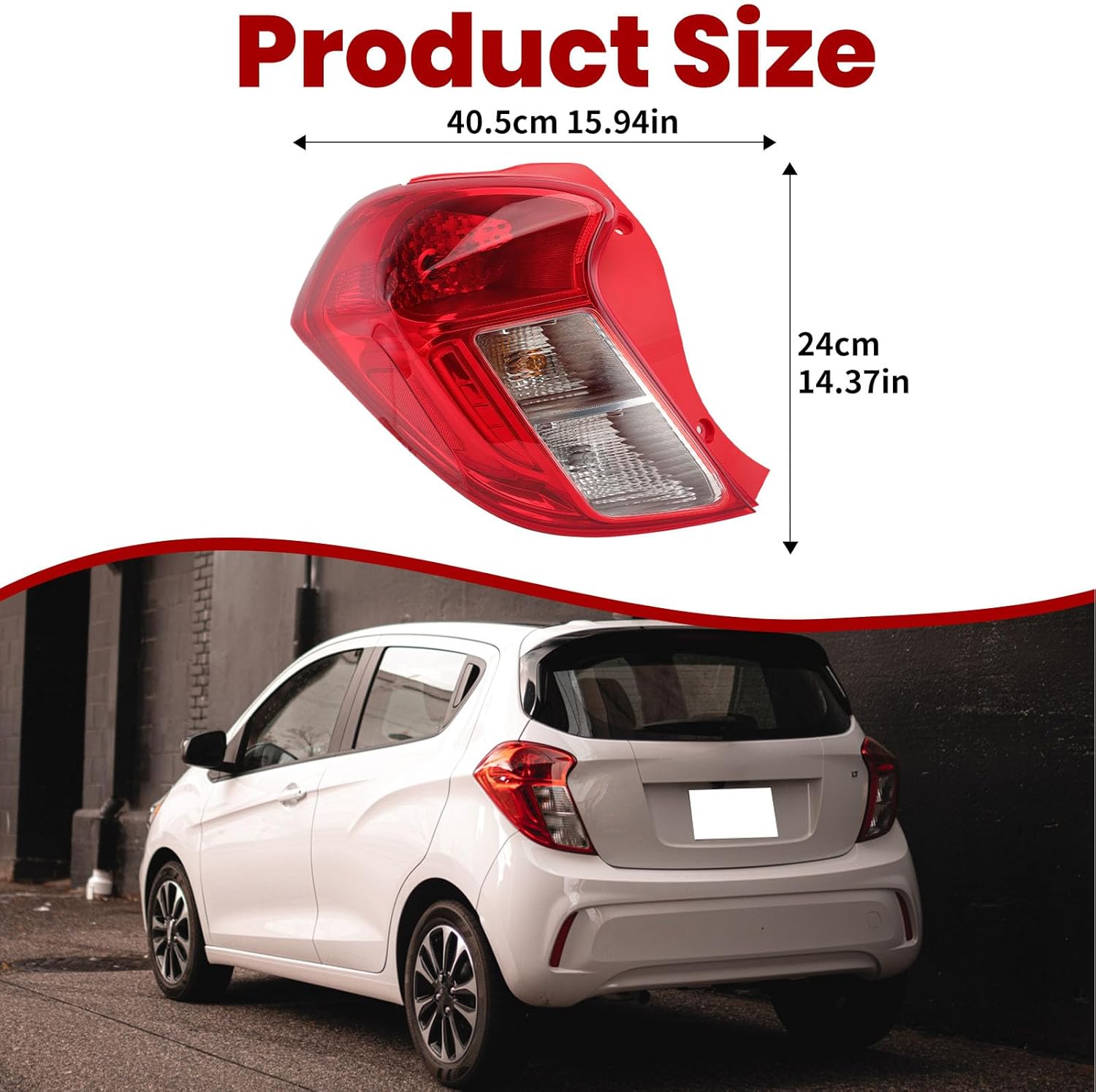 Tail Light Compatible with Chevy Spark 2016 2017 2018 2019 2020 2021 2022 With Bulbs Replaces GM2800297 42607403(Left Driver Side)