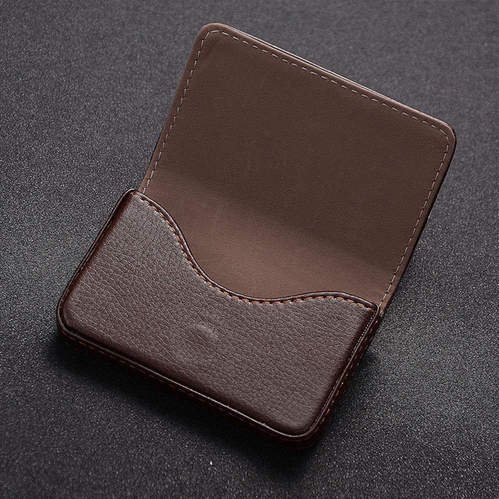 Business Card Holder, 1pcs Business Card Case PU Leather Name Card Holder Wallet Case Gift for Friend Men/Women-Red - Image 3