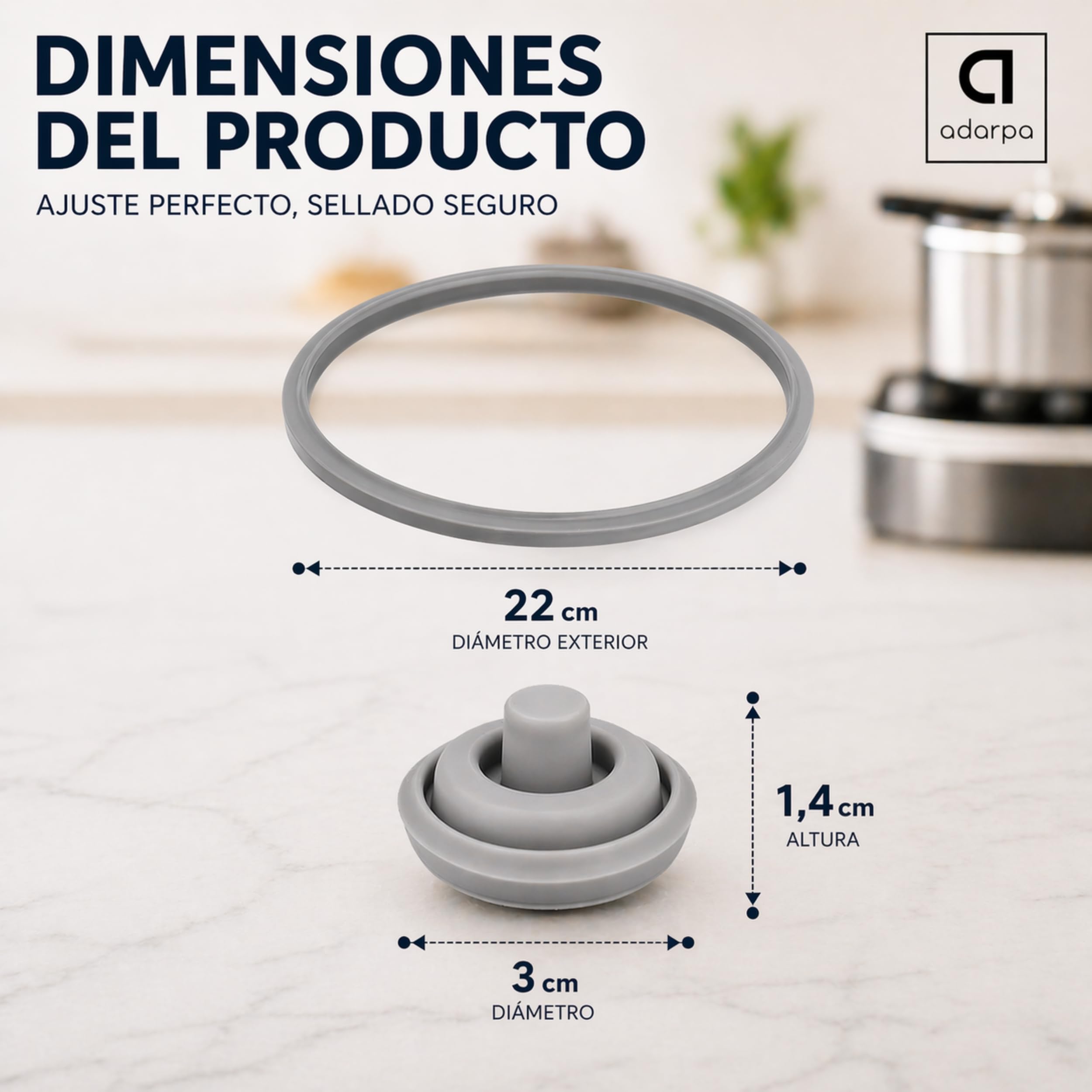 Repuestos para Olla a Presión WMF Perfect Plus y Perfect – Juntas de Sellado Ø22 cm, 2x Válvula, Compatible 2,5L-8,5L