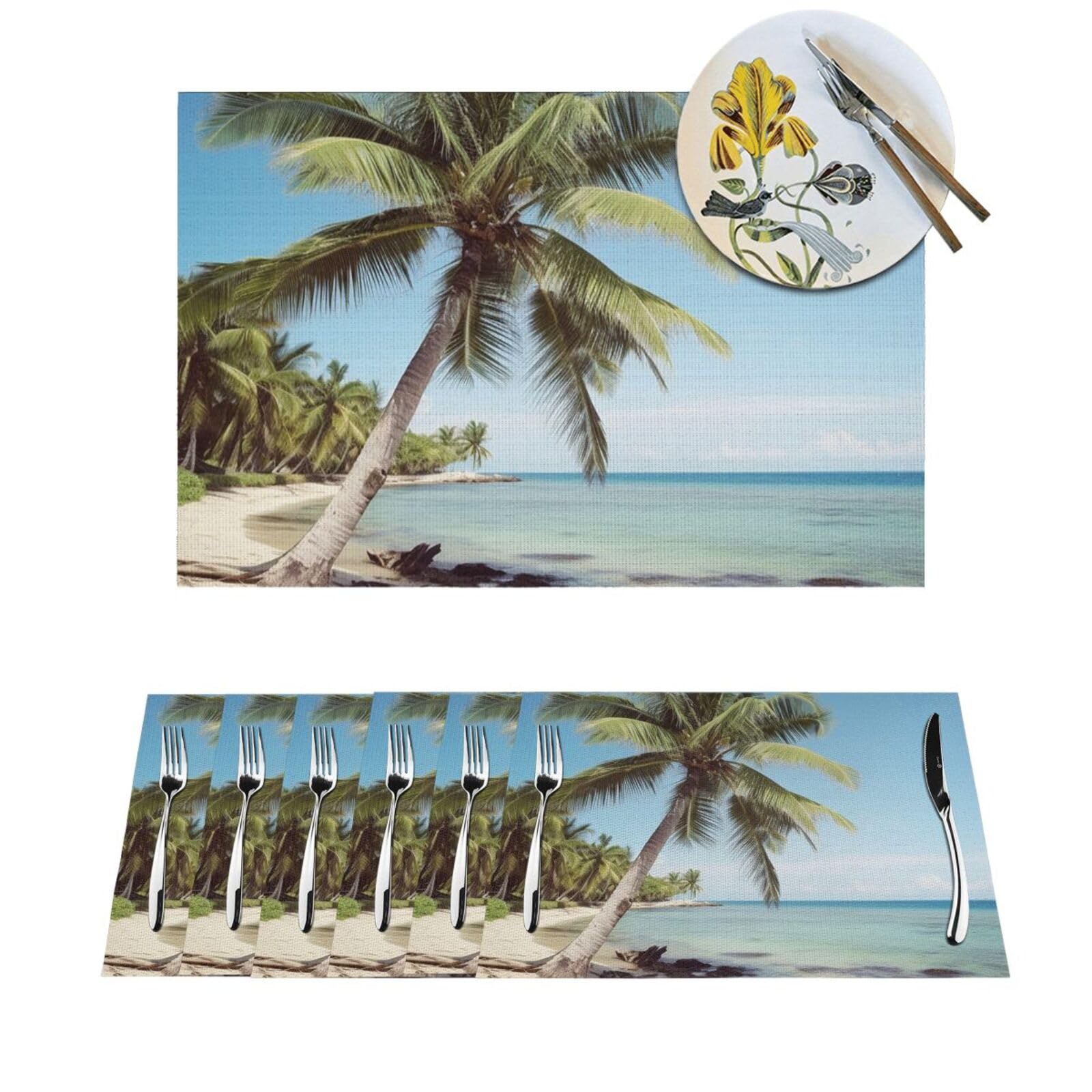 Lot de 6 sets de table tissés en PVC antidérapants et thermorésistants