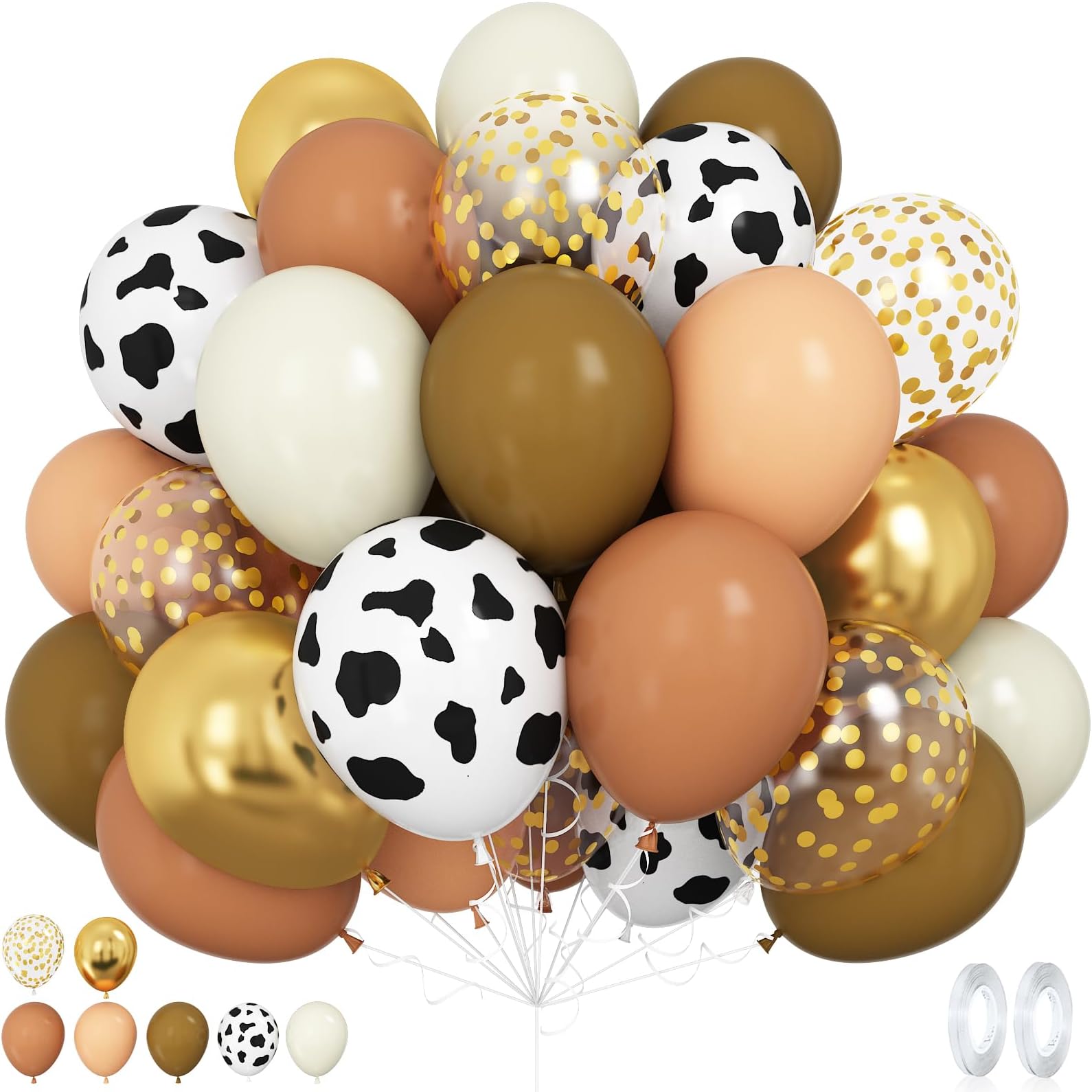 Sponsored Ad – Cow Balloons, Western Party Cow Print Balloons, 12 Inch Brown Nude Neutral Gold Confetti Latex Balloon, Cowboy Balloon for Cowboy Cowgirl Party Baby Shower Farm Theme Birthday Party Decor