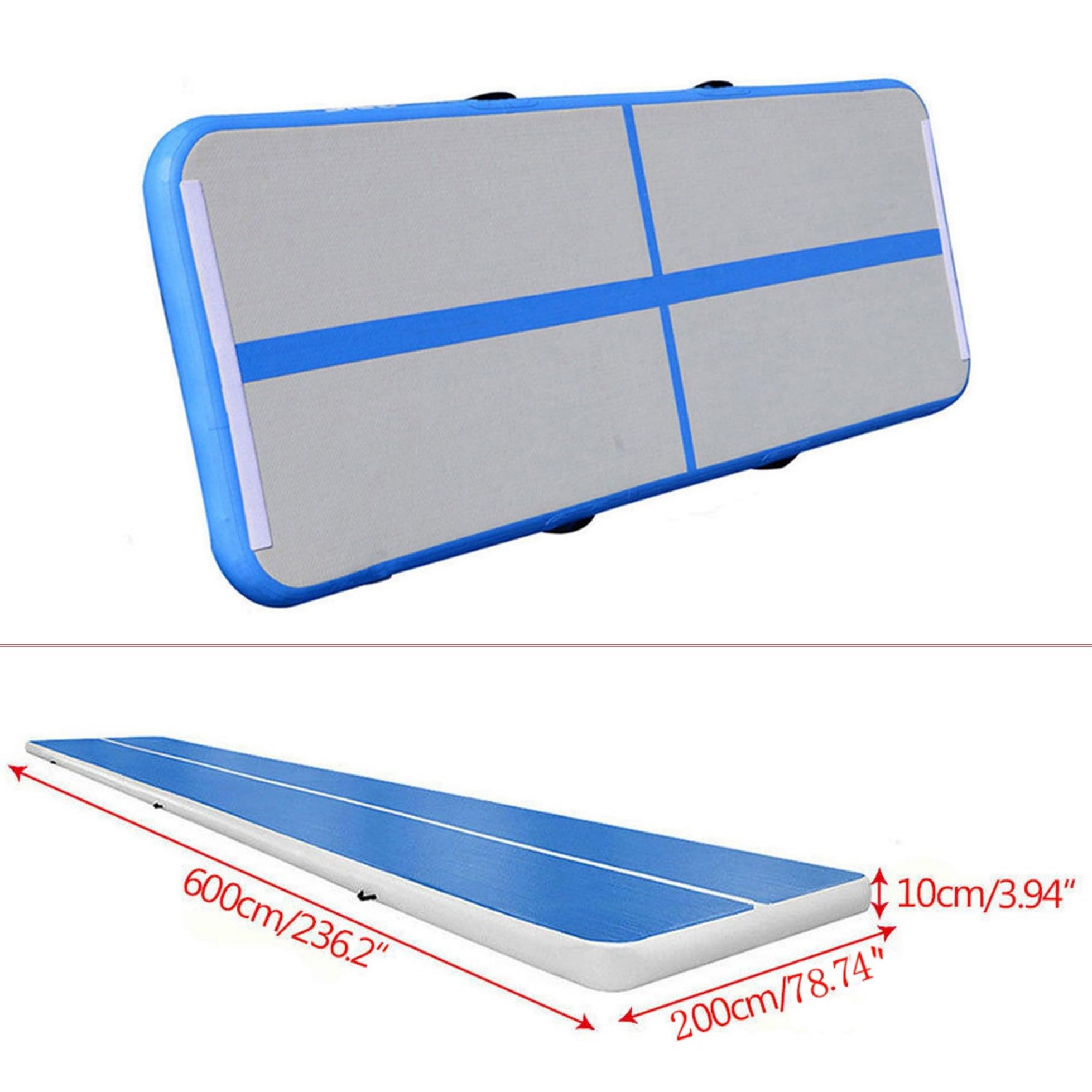 BEILOCKERY Inflatable Air Gymnastics Mat 20ft with Electric Pump 3.94 Inches Thick Training Mats for Home Gym Outdoor