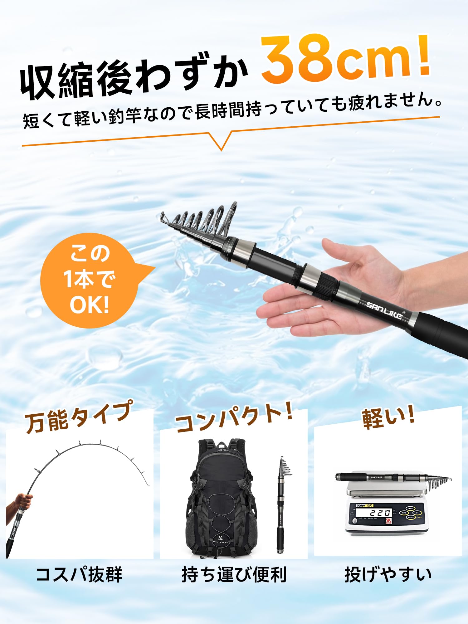 Amazon.co.jp: サンライク（SANLIKE）投げ竿 リールセット 投げ竿