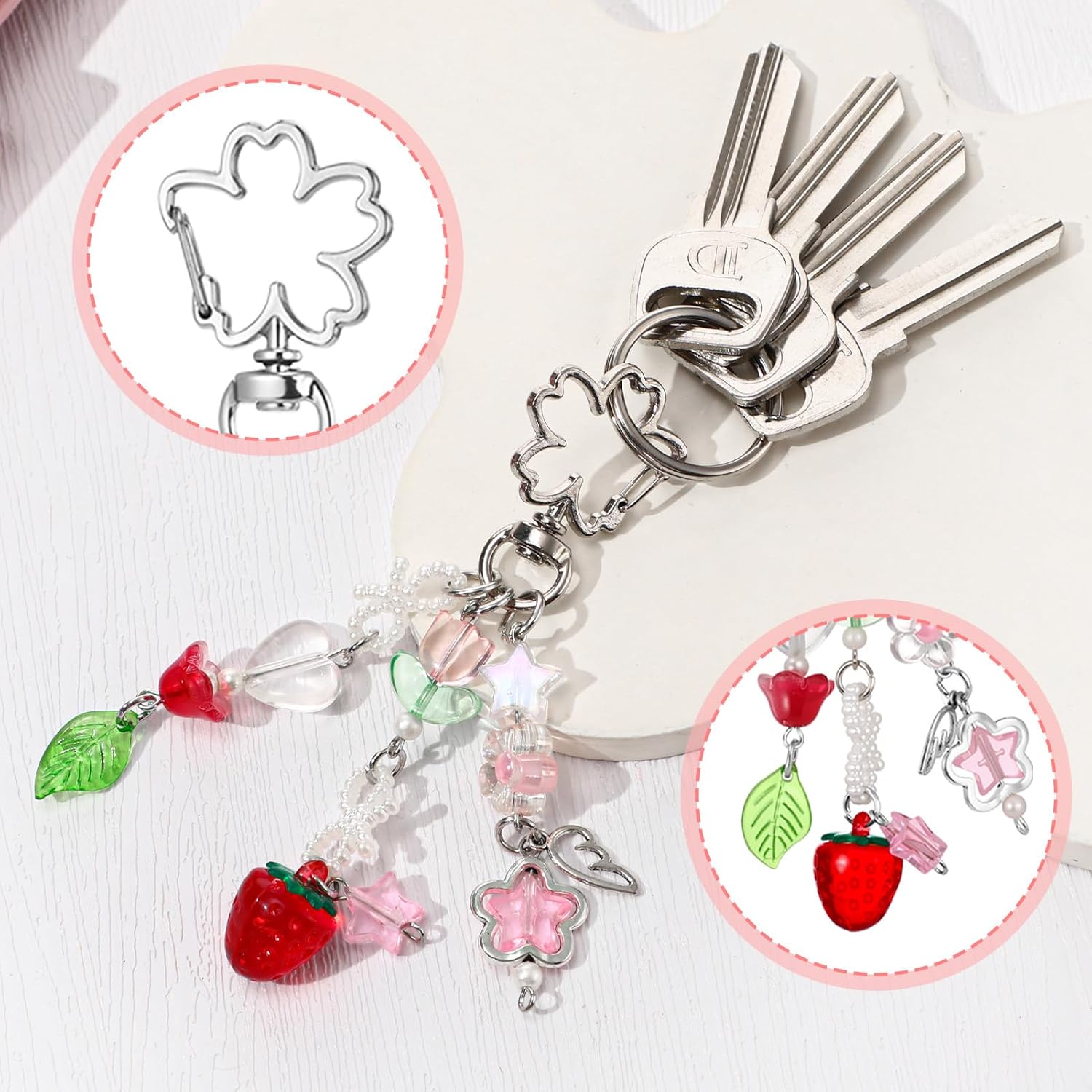4Pcs Keychain Set Bag Charm Y2K Aesthetic Keychain Novelty Keychains for Women and Men - Image 6