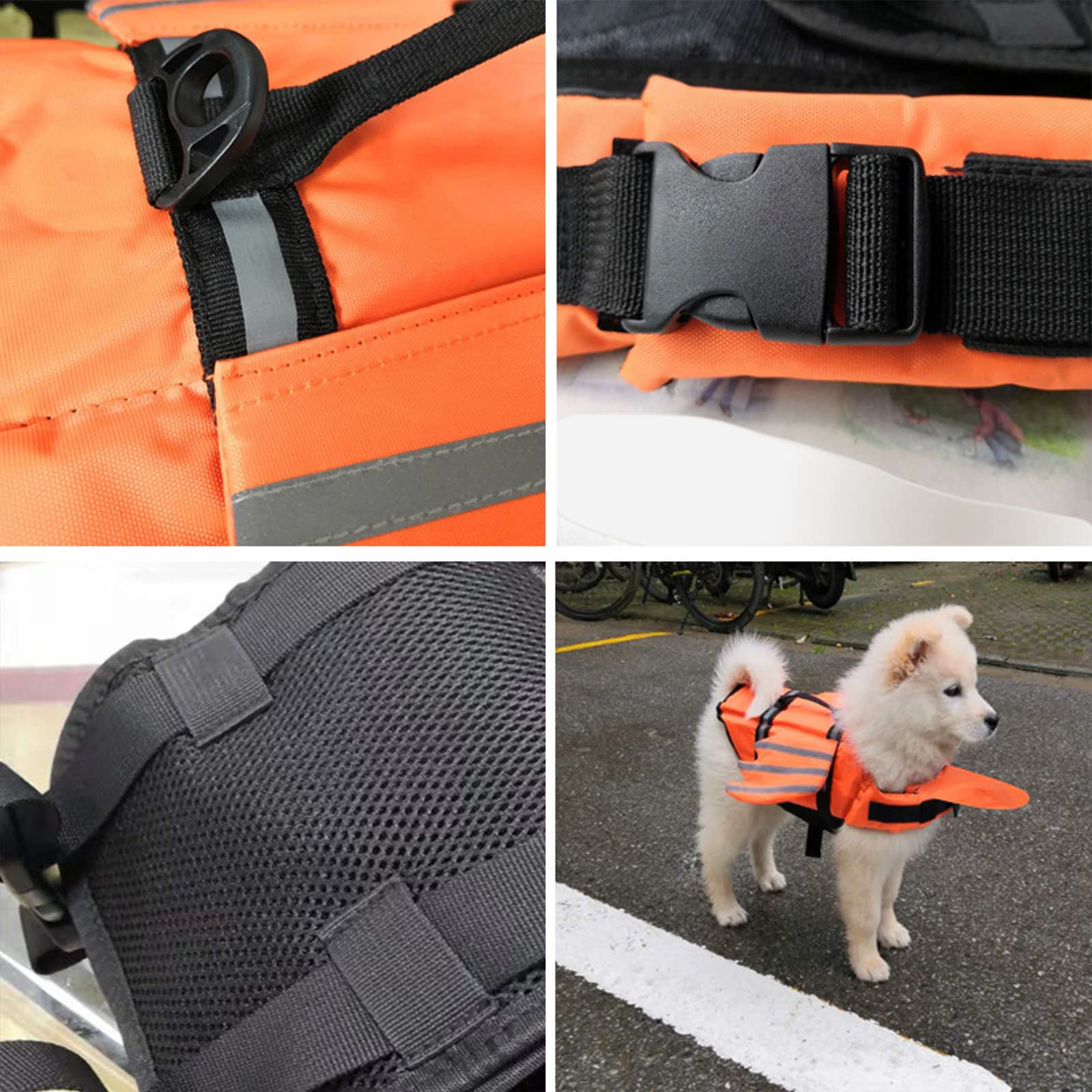 Gilet De Sauvetage pour Chien, Gilet De Sauvetage Réfléchissant Et À Poignée Solide pour La Natation, Le Canotage Et Le Sauvetage en Canoë, Gilet De Sauvetage Réglable pour Chien avec Aile,Orange,XL