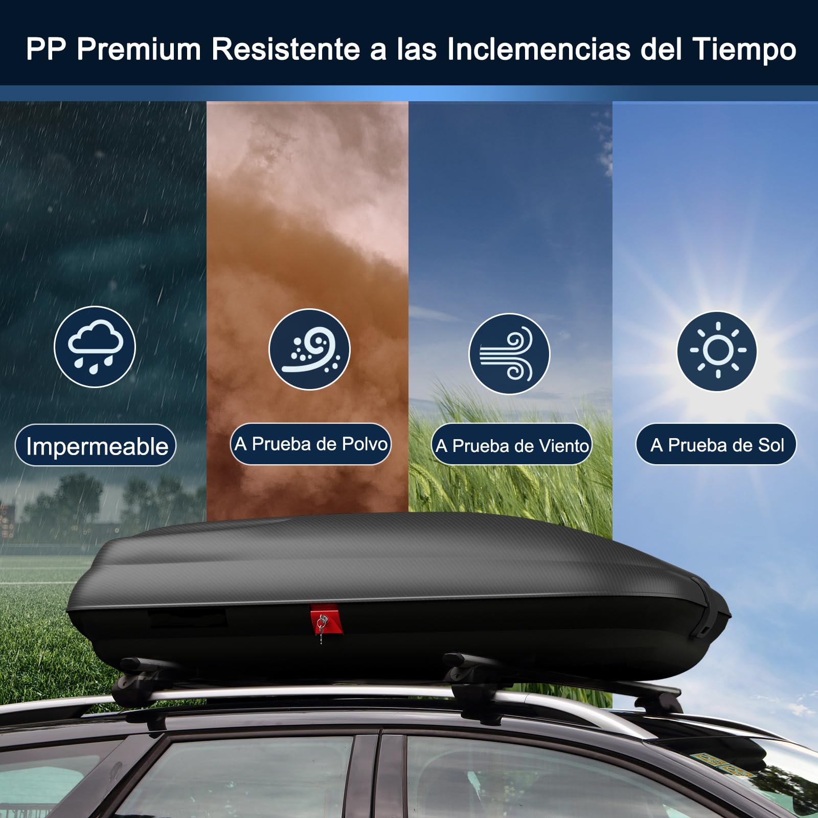 COSTWAY Cofre de Techo 250L, Cofre Techo Coche para Vehículo Impermeable con Llaves, Porta Equipaje de Automóvil, Caja de Equipaje de Techo para Coche, Vagone y SUV, Plata + Negro