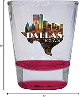 Vista 3 de Dallas Texas Design C Souvenir - Vaso de chupito redondo de 1.5 onzas, color rojo