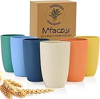 Mfacoy Wheat Straw Unbreakable Cups Set of 6 - 12oz Reusable Stackable Tumblers, BPA-Free, Dishwasher & Microwave Safe, 6 Vibrant Colors