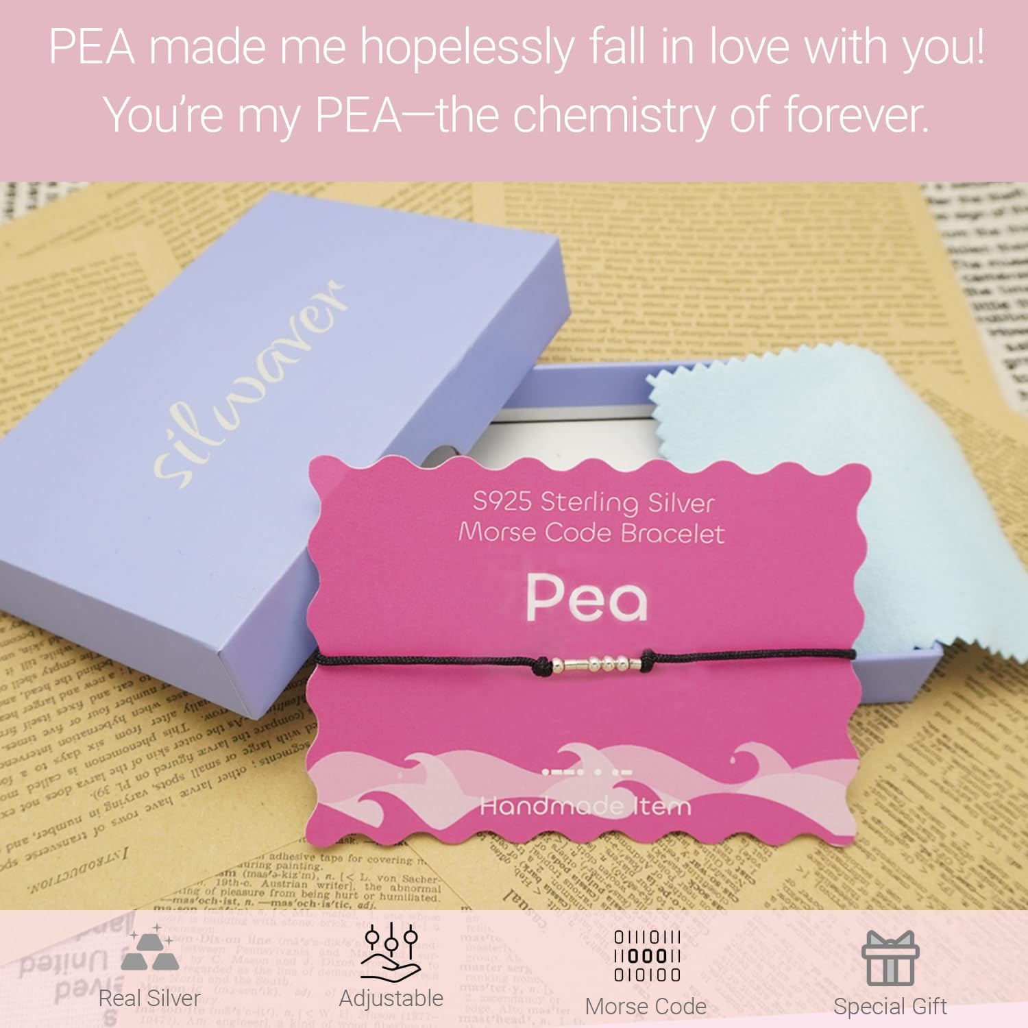 Birthday Gifts for Women, Sterling Silver Morse Code Bracelets for Women, Morse Code Inspirational Gifts Bracelets for Friends Sister Wifey Valentine's Day Gift - Image 4