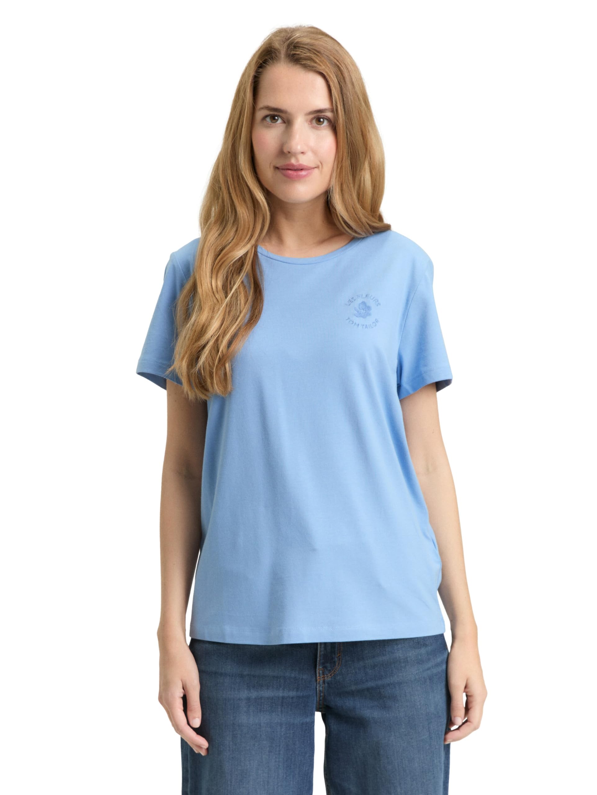 TOM TAILOR Damen T-Shirt mit Blumen-Stickerei