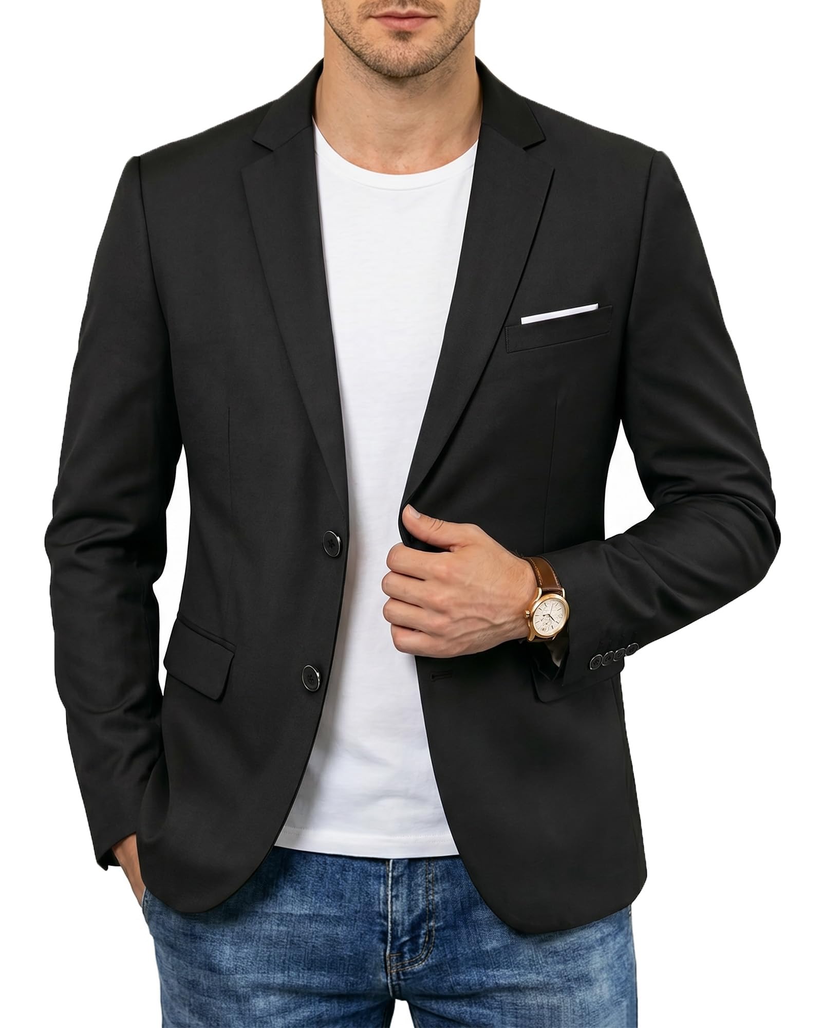 YND Men's Two Button Slim Fit Suit Blazer, Casual Lightweight Jacket Sport Coat