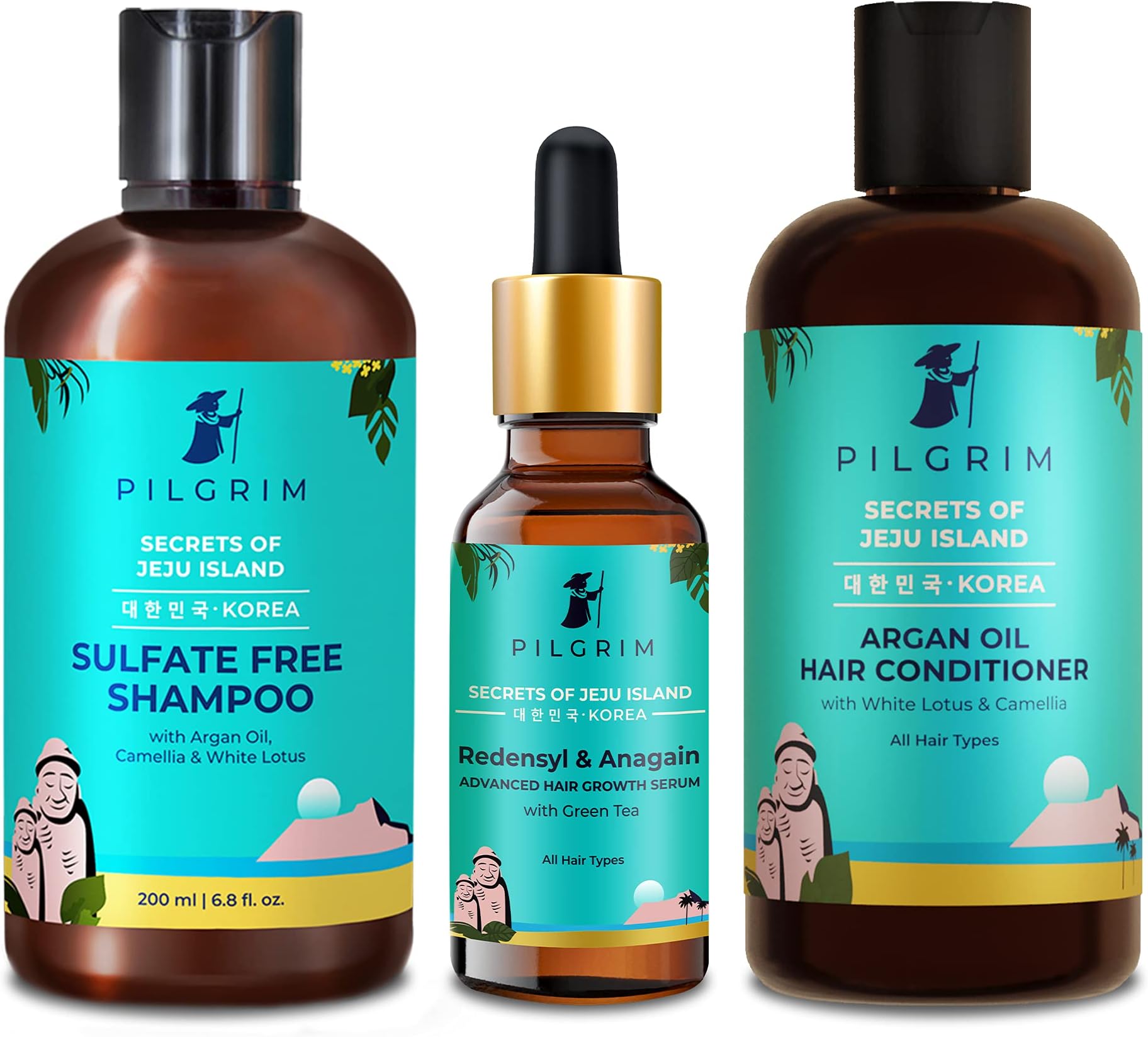 Korean Advanced Hair Growth Regime | Redensyl 3% & Anagain 4% Hair Serum 50ml,Sulphate-Free Shampoo 200ml & Hair Conditioner 200ml | For All Hair Types | For Men & Women
