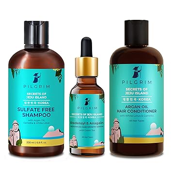 Pilgrim Advanced Hair Growth Regime | Redensyl 3% & Anagain 4% Hair Serum 50ml,Sulphate-Free Shampoo 200ml & Hair Conditioner 200ml | For All Hair Types | For Men & Women