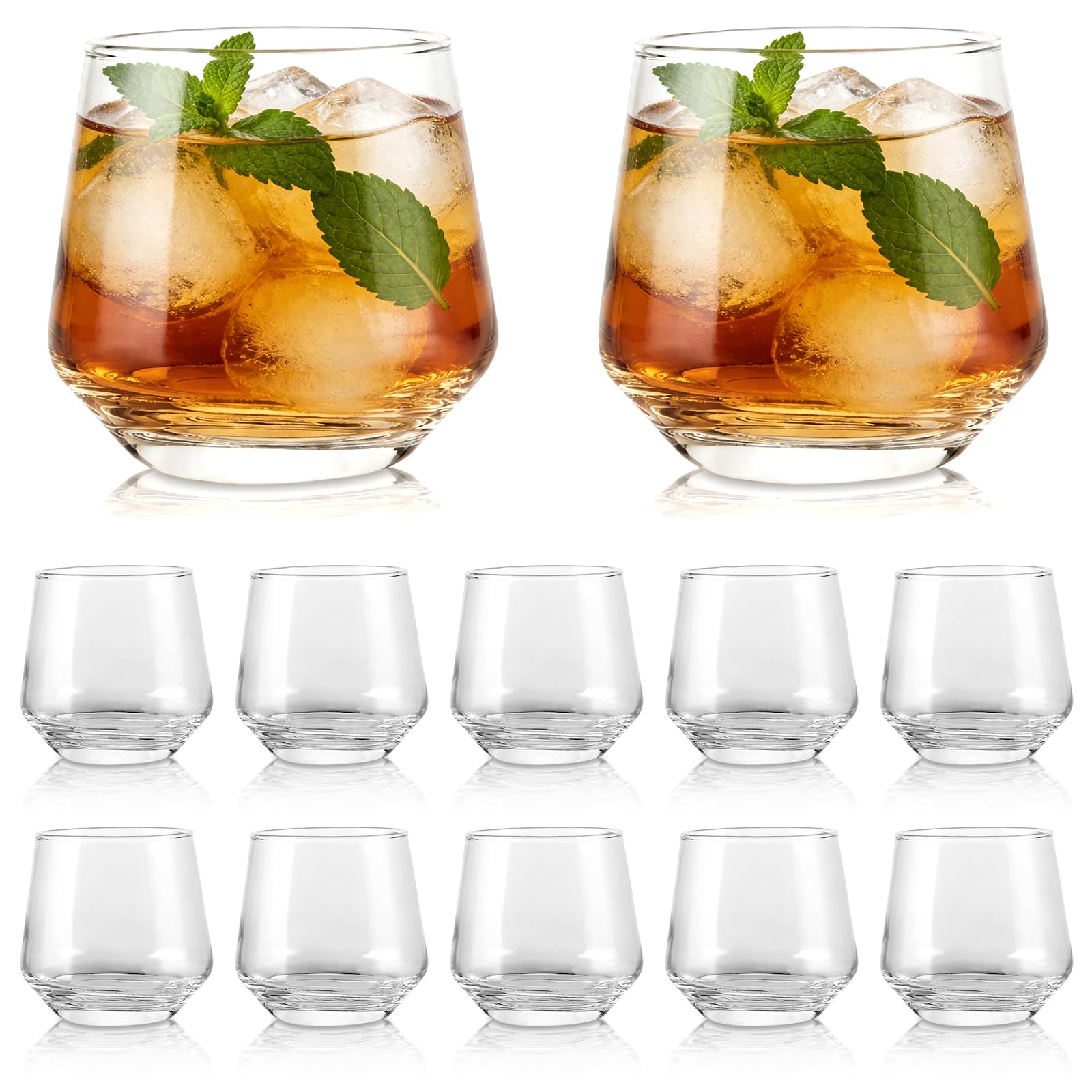 DAJAVE Set di 12 bicchieri da discoteca da 400 ml, bicchieri da whisky, set da 12 bicchieri da whisky, bicchieri da cocktail, riutilizzabili, lavabili in lavastoviglie