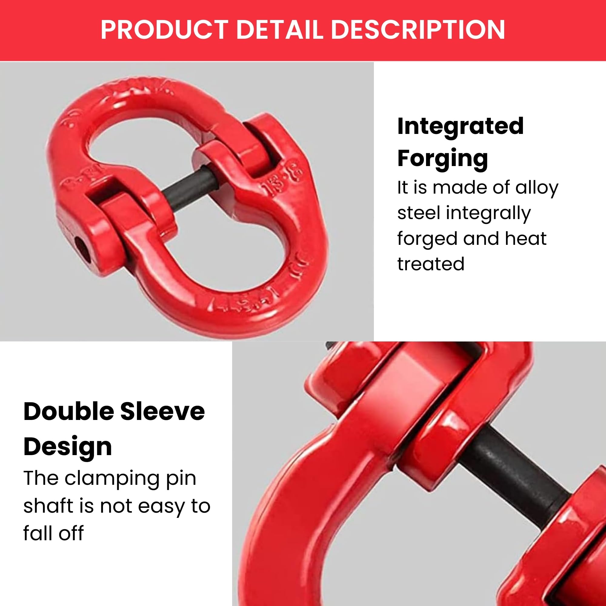Shield Flex Heavy Duty Coupling Link Hammer Lock (Pack of 1) | G80 Alloy Steel Chain Connector for Lifting Rigging & Material Handling (1.12 Ton) 3