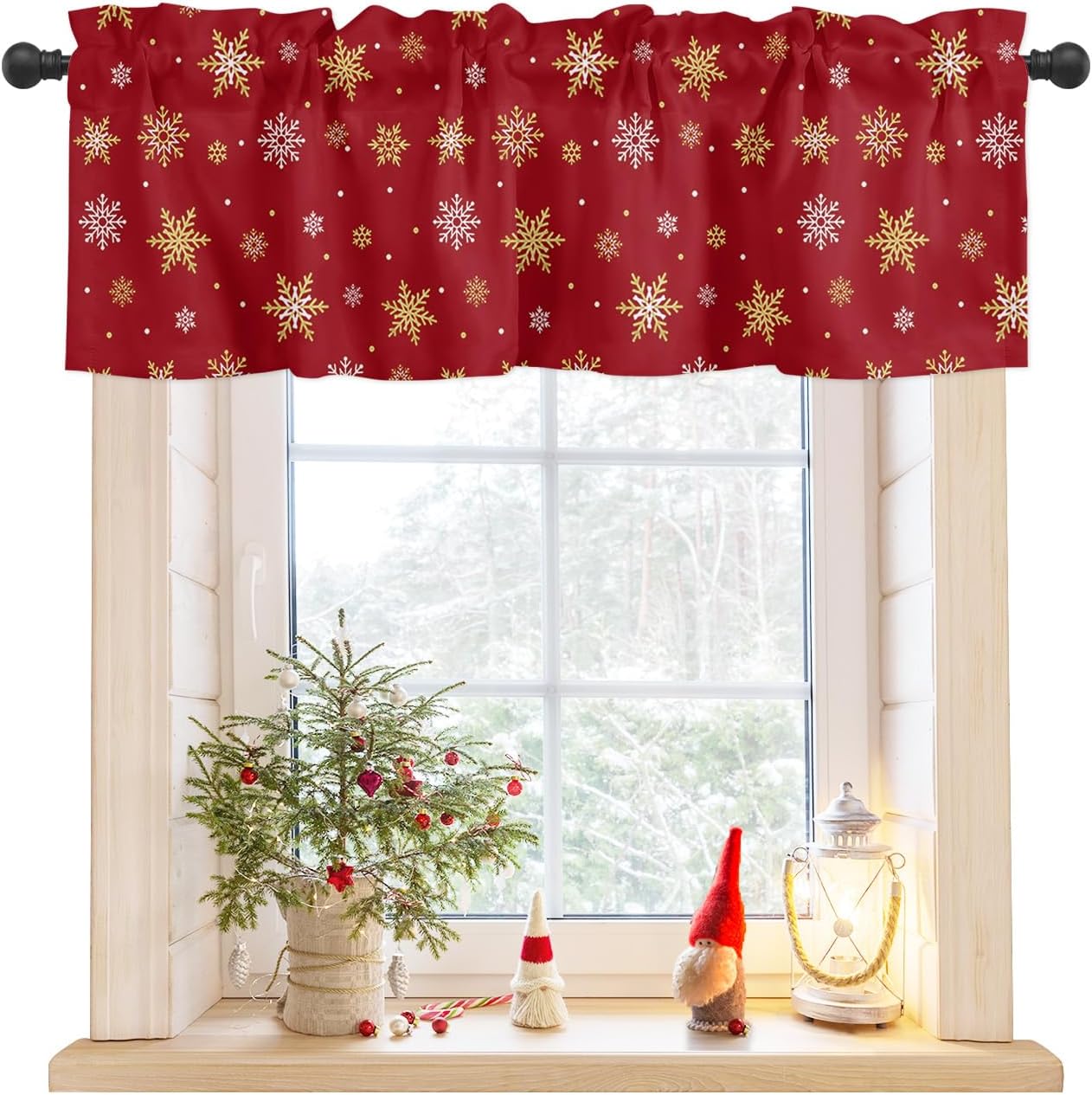 T&H XHome Christmas Kitchen Valances for Windows Christmas