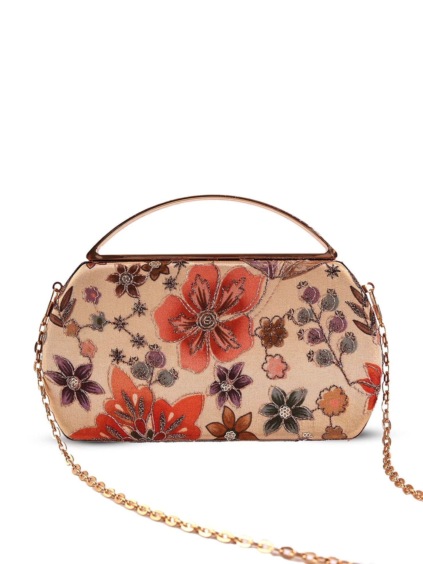 Petal Beige Capsule Clutch | Structured Capsule-Shape Evening Bag for Women | Party & Wedding Clutch Purse-image-49