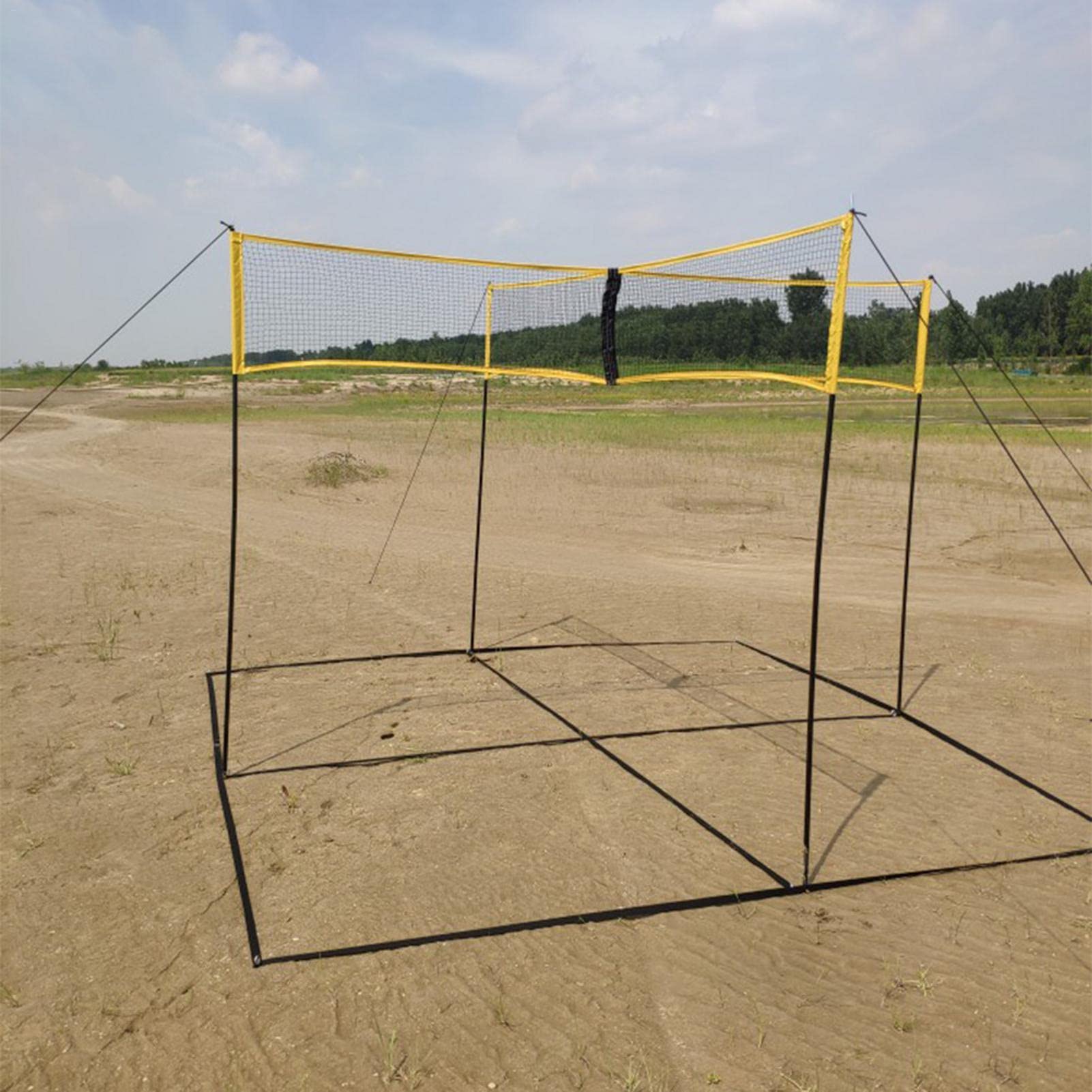 Beachvolleyball Netz Set, Volleyball Netz,Beachvolleyball-Netz,volleyballnetz 4 Personen,Tragbares PE Langlebiges Cross Volleyballnetz Trainingsnetz.- 150cm 50cm/59.0619.69in On Each Side