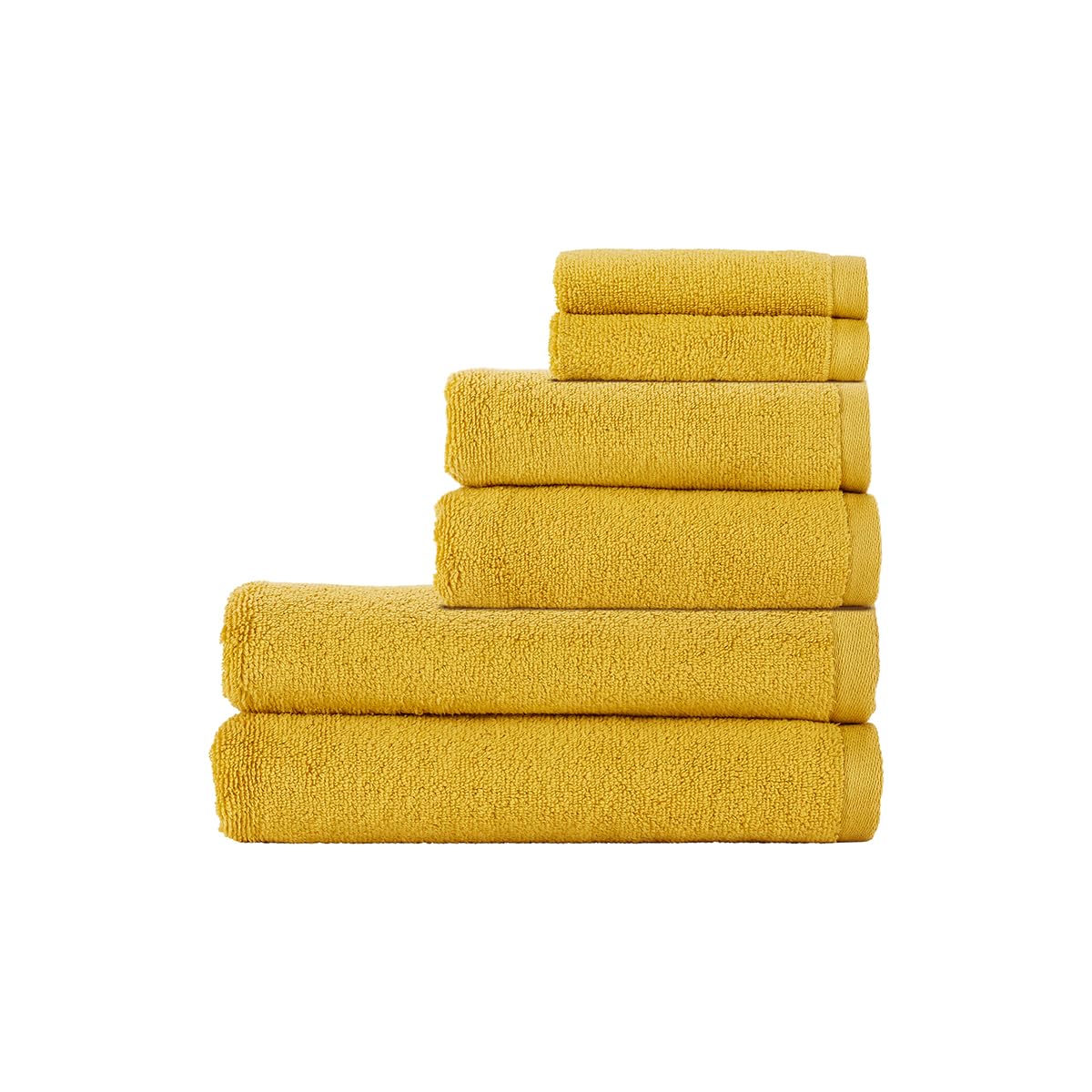 Christy Cirrus Bathroom Towel Set | 6 Piece Set | 2 Face 2 Hand 2 Bath | Lightweight Super Soft and Fluffy | Quick Dry Shower Towels | 100% Cotton | Sunflower