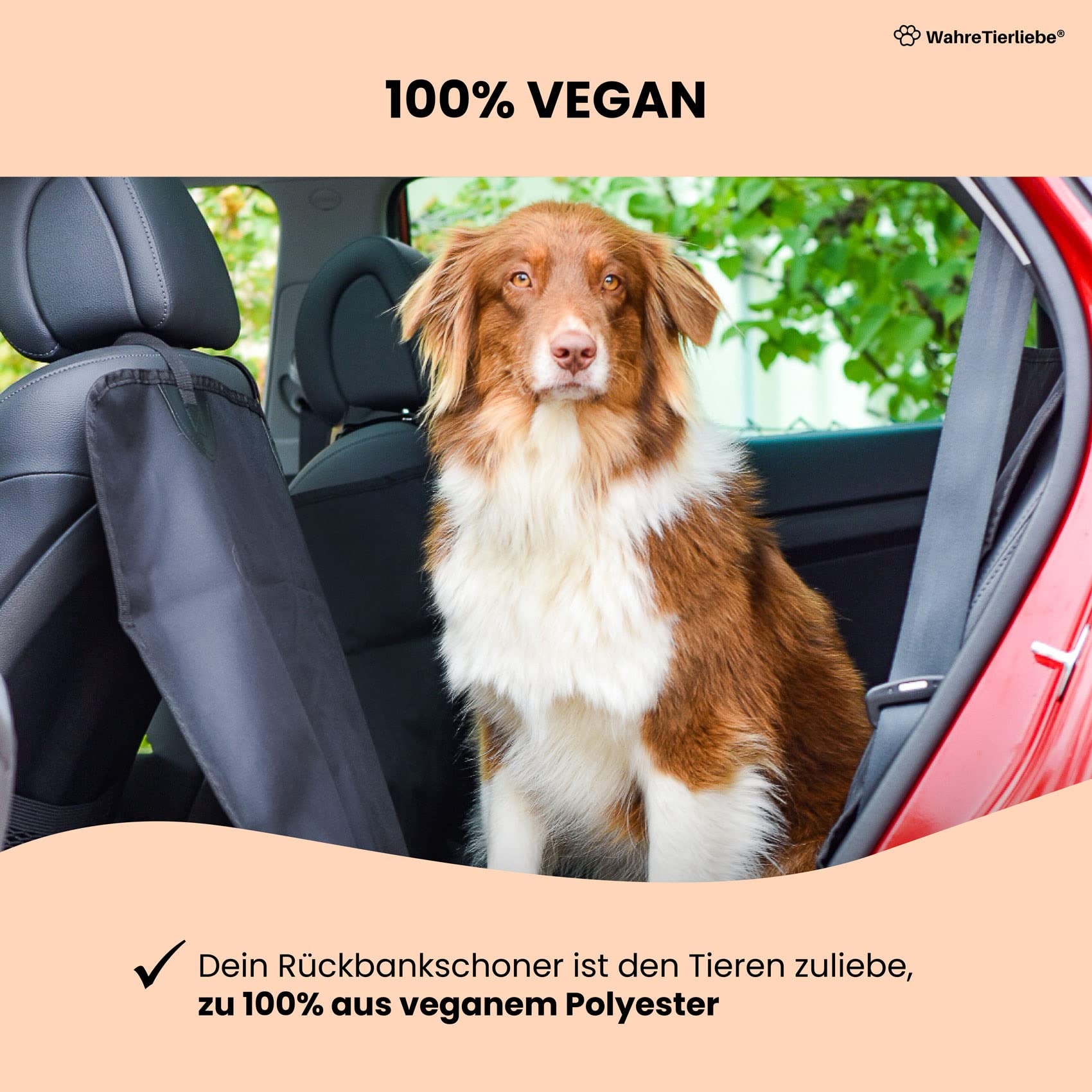 Wahre Tierliebe® Hundedecke Auto Rückbank - waschmaschinenfest - universelle Passform für Kleinwagen, Kombi, SUV - Autoschondecke Hund, Rücksitzschoner, Rückbankschoner, Autodecke Hund Rücksitz