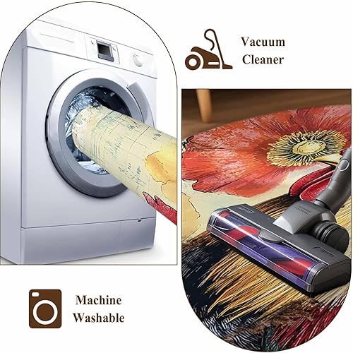 Miniatura 8 de 4x6 Area Rugs, Retro Rooster Non-Skid Rubber Backing Large Rectangle Rugs - Living Room Bedroom Home Office, Spring Floral Watercolor Farmhouse