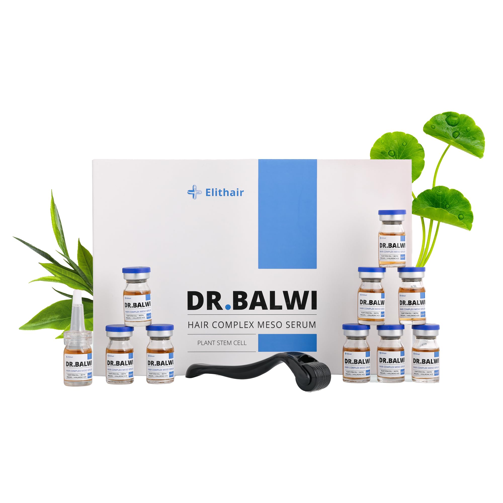 Dr. Balwi Microneedling-Roller & Hair Growth SerumSet – Anti Haarausfall, stärkt Haarwurzeln, fördert Haarwachstum mit Procapil & Stammzellen, ohne Silikone & Parabene, 10x6ml Flacon