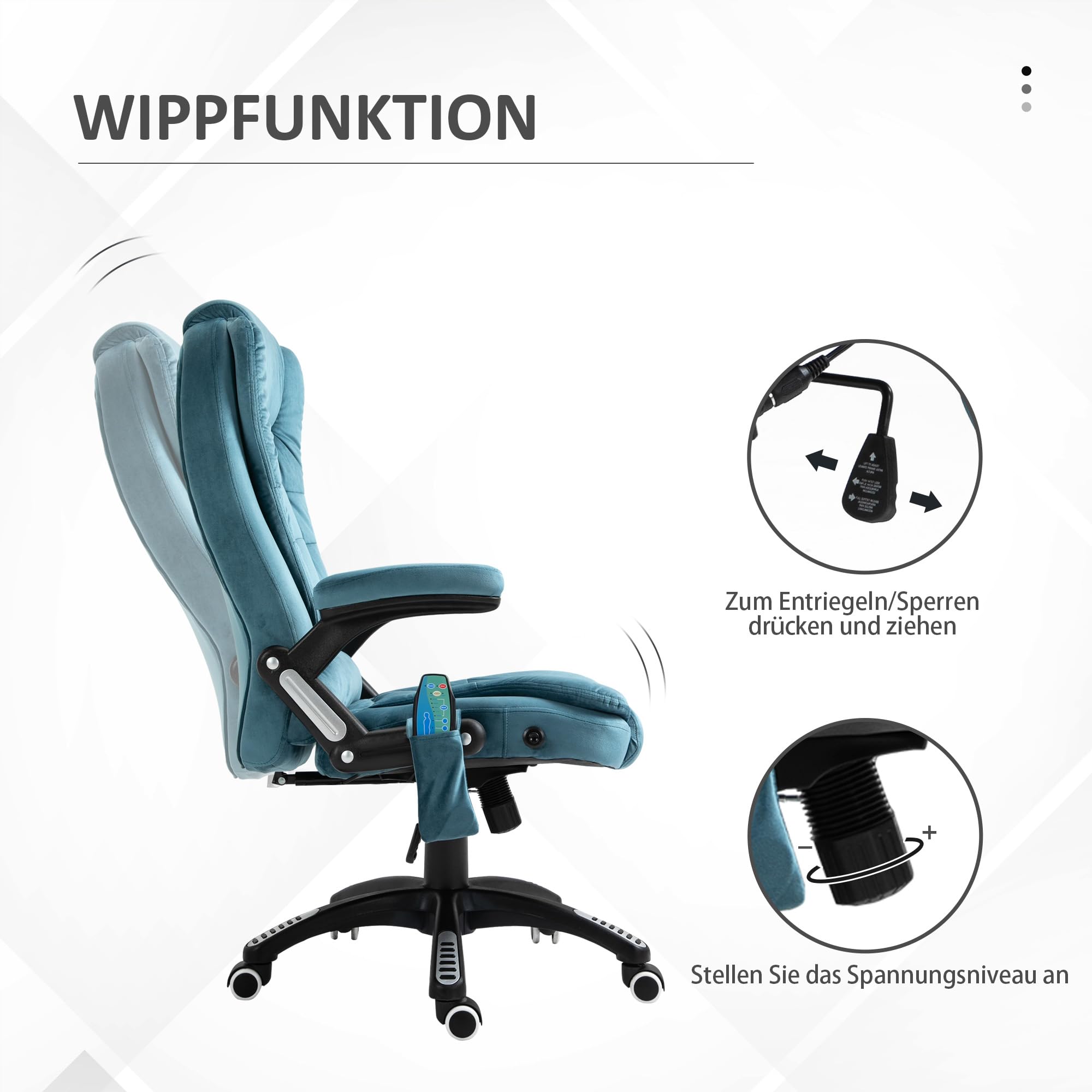 Vinsetto Massage Bureaustoel, verstelbare Directiestoel, ergonomische