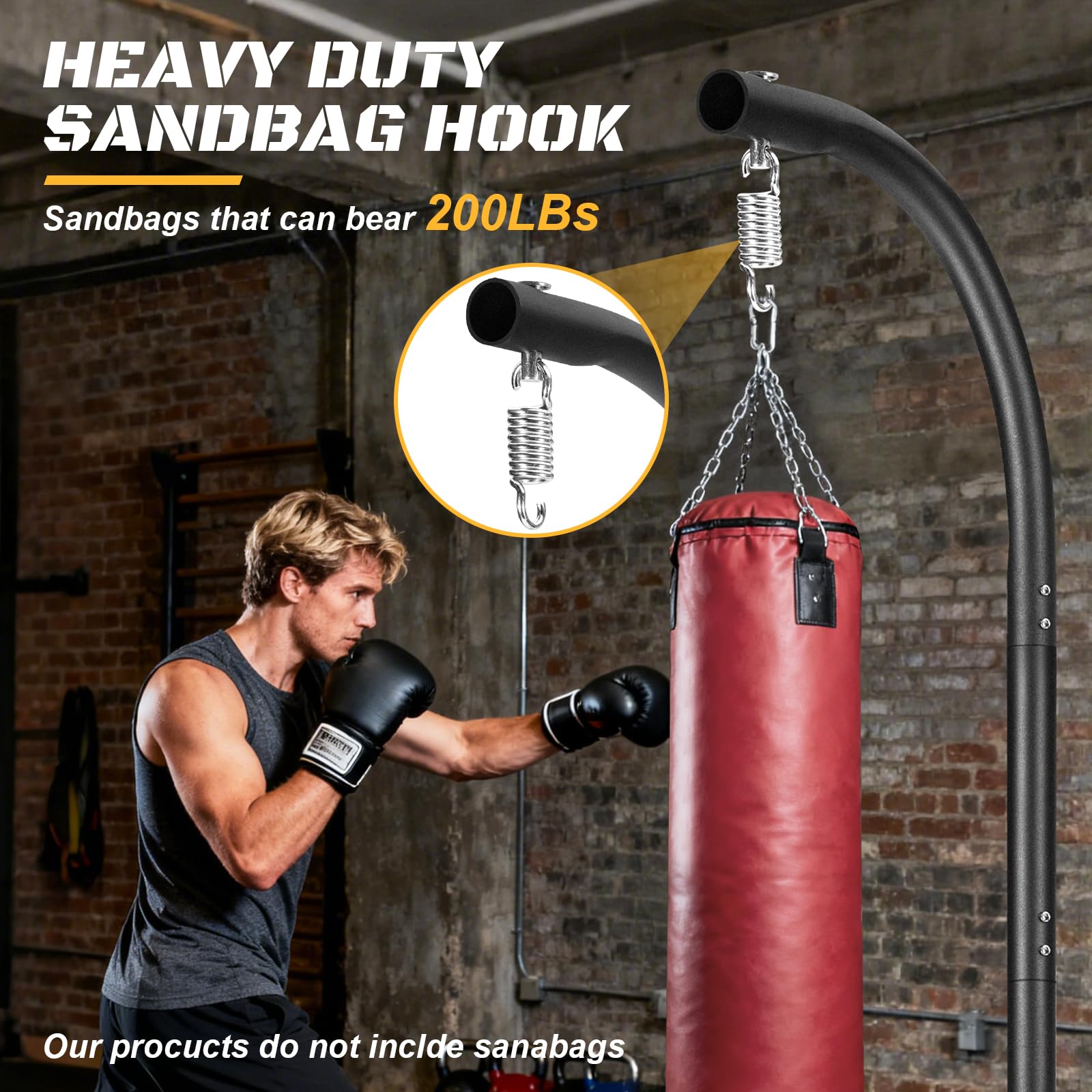 NZQXJXZ Support de Sac de Frappe, Support de Boxe Robuste, Support Métallique pour Sac de Sable, Équipement d’Entraînement Autoportant Durable jusqu’à 180lbs pour Maison & Salle de Sport, Support Seul
