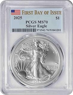 2025 P $1 American Silver Eagle Dollar, First Day of Issue PCGS MS70