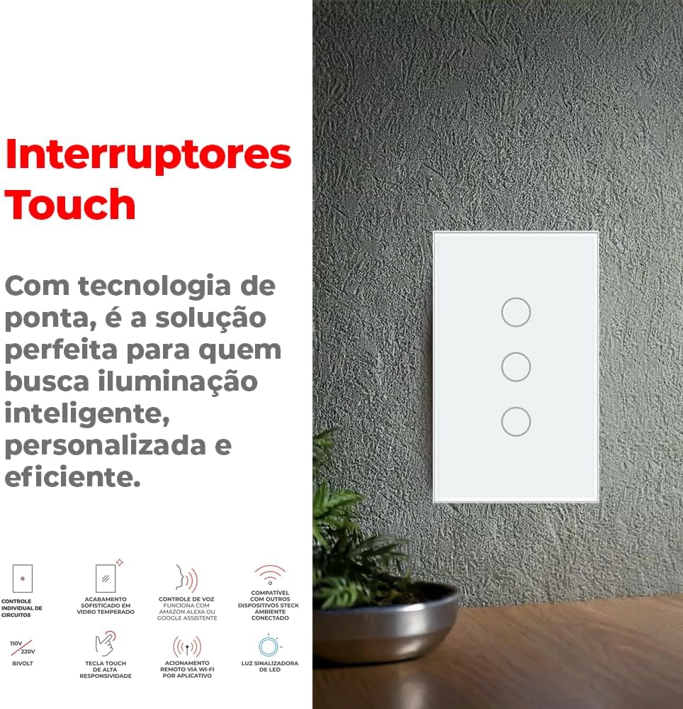 Interruptor 4X2" Touch Wi-Fi Steck: Review Testado por 30 Dias