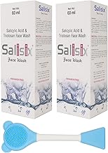 Salisix Face Wash with 2% Salicylic Acid & Triclosan – Anti-Acne, Oil Control & Deep Cleansing | Paraben-Free | 60ml (Pack of 2) | With Silicone Facial Clinsung Brush FREE