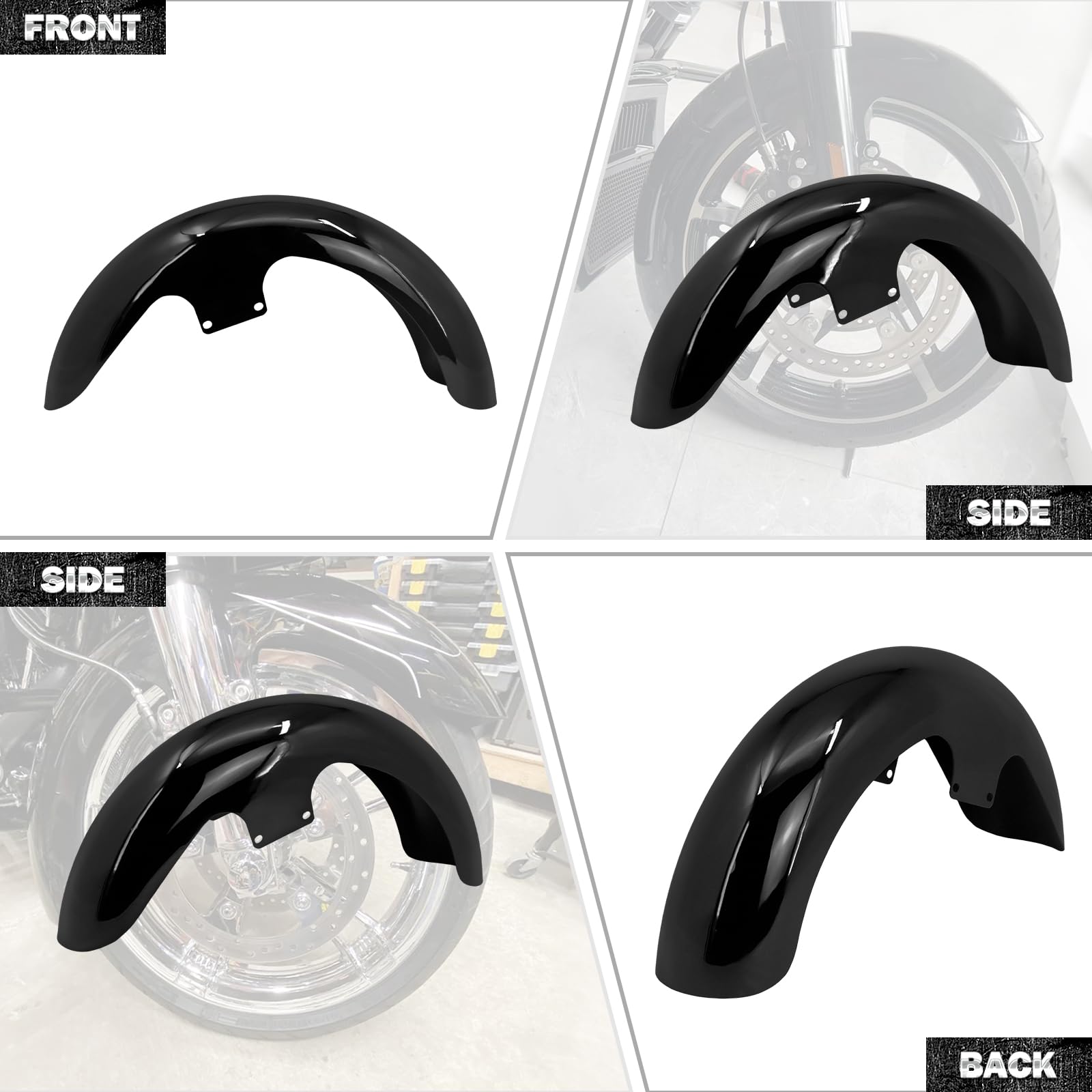 Guardabarros delantero de motocicleta para Harley Touring Electra Road Street Glide Road King Special 2024 en adelante (negro brillante, 19 pulgadas)