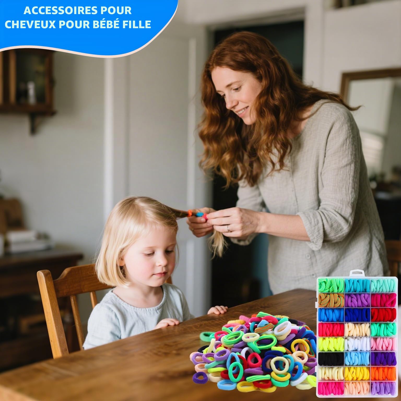 Ensemble d'accessoires de cheveux pour filles, 400 élastiques à cheveux, 10 pinces à cheveux, outils de coiffure, multicolore