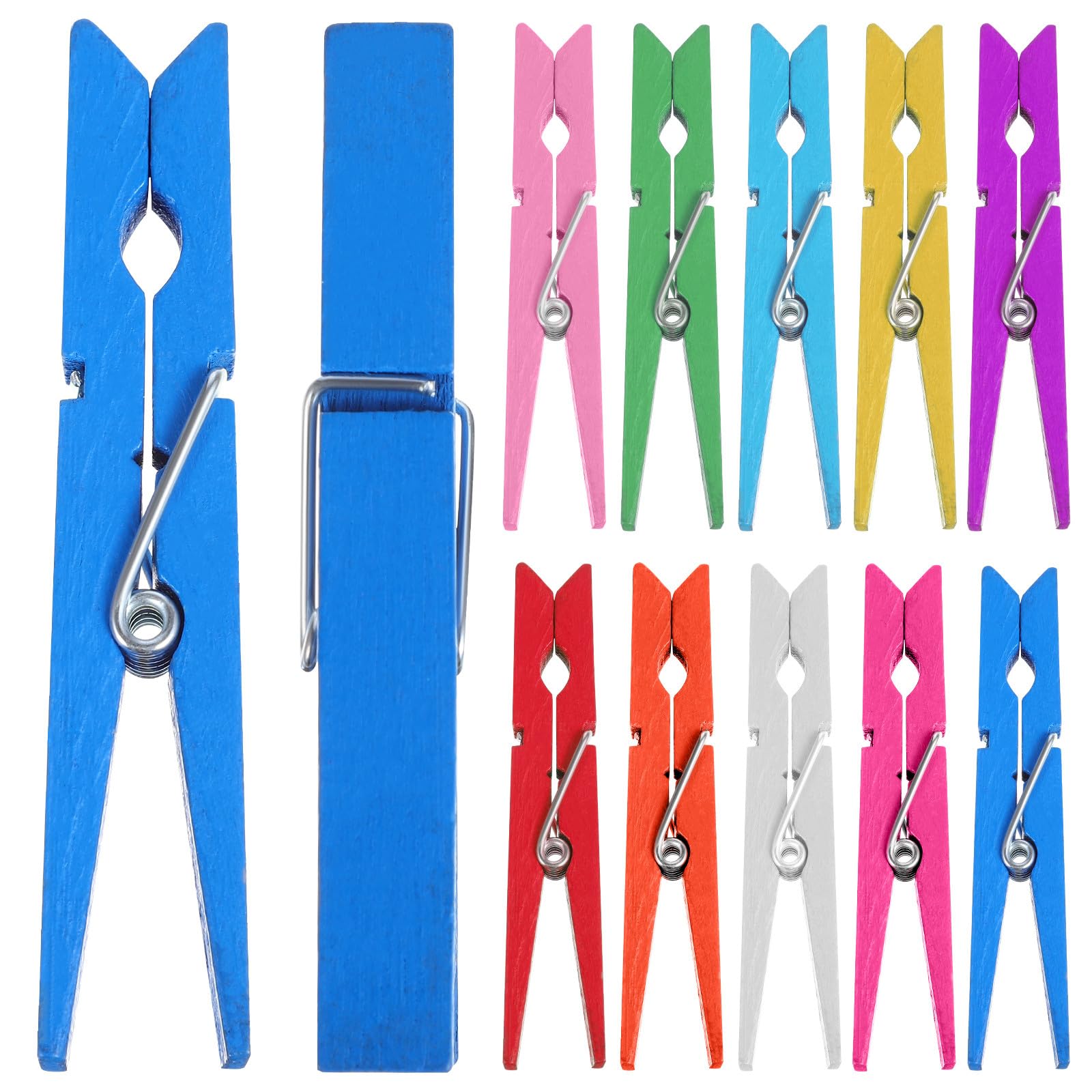 100 Pezzi Mollette in Legno Colorate Multiuso per Foto e Sciarpe in Seta, Clip Resistenti per Progetti Creativi e Decorazione Casa