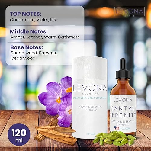 Miniatura 2 de Levona Scent Santal Serenity - Aceite esencial para difusores y humidificadores, notas de sándalo, papiro y ámbar, aceites esenciales para hotel,