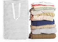 Vista 2 de Cesta de lavandería independiente de 70 L, canasta de ropa plegable e impermeable con asa larga fácil de transportar, bolsa de lavado para ropa