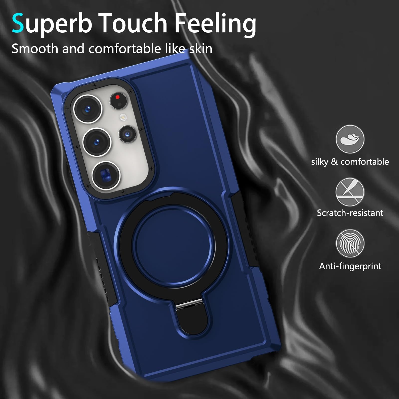 Custodia protettiva di lusso per Samsung Galaxy S26 S25 S24 S23 S22 S21 S20 Note 20 Ultra Plus Fe F12 con anello di supporto, lente scorrevole e supporto (per Galaxy S23 Ultra/BL)