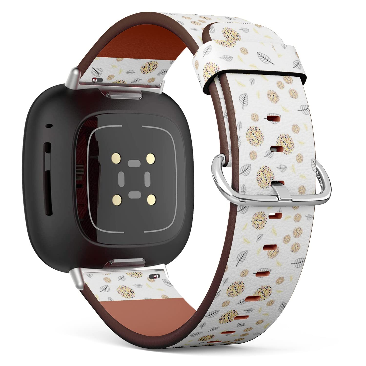 CJBROES Replacement Leather Watch Band, Compatible with Fitbit Versa 3 and Fitbit Sense of Wristband Bracelet Accessory - Orange