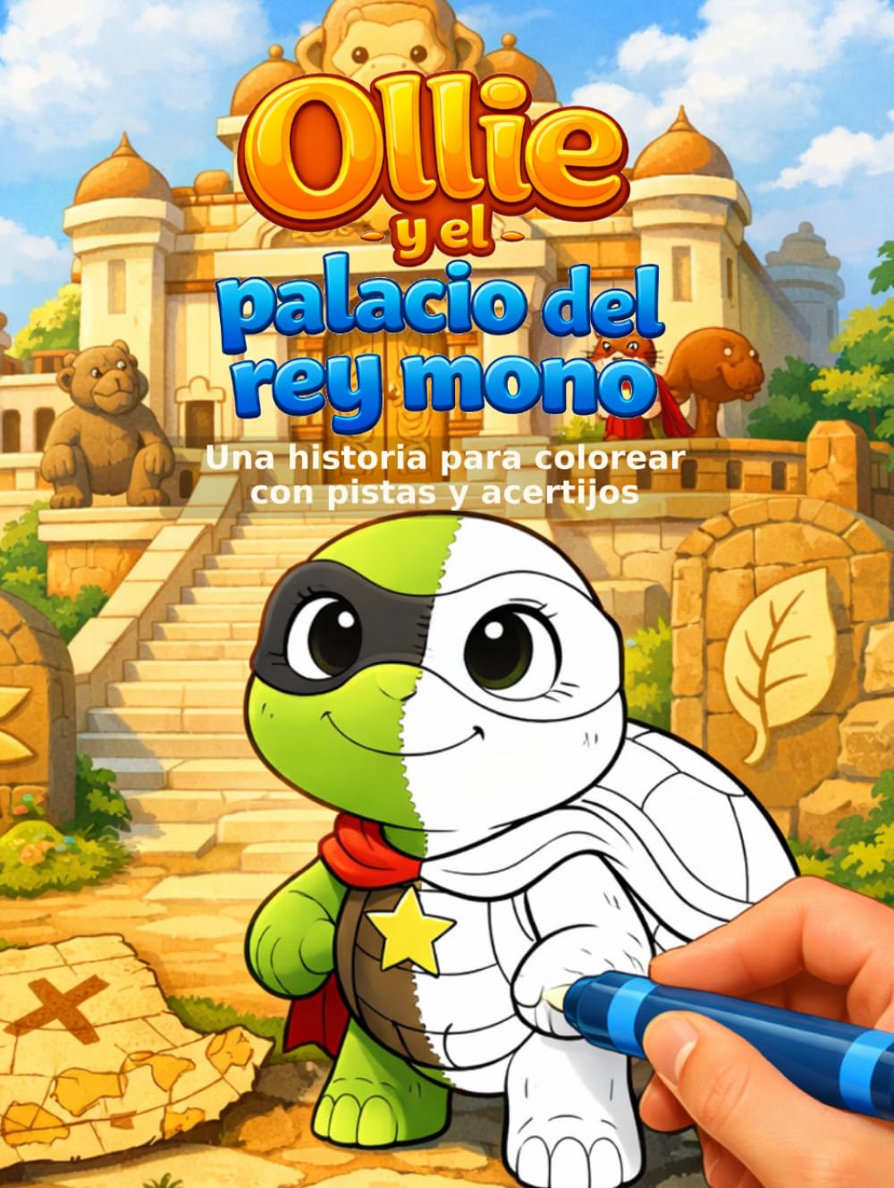 Ollie y el palacio del rey mono: Libro para colorear infantil con historia, laberintos, pistas y acertijos para niños de 5 a 10 años (Las aventuras de Ollie)