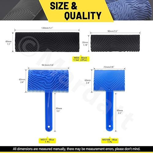 Miniatura 2 de Juego de herramientas de pintura de grano de madera MS6 MS17 MS18B Patrón de grano empítico de goma pintor de rodillos con mango, papel tapiz